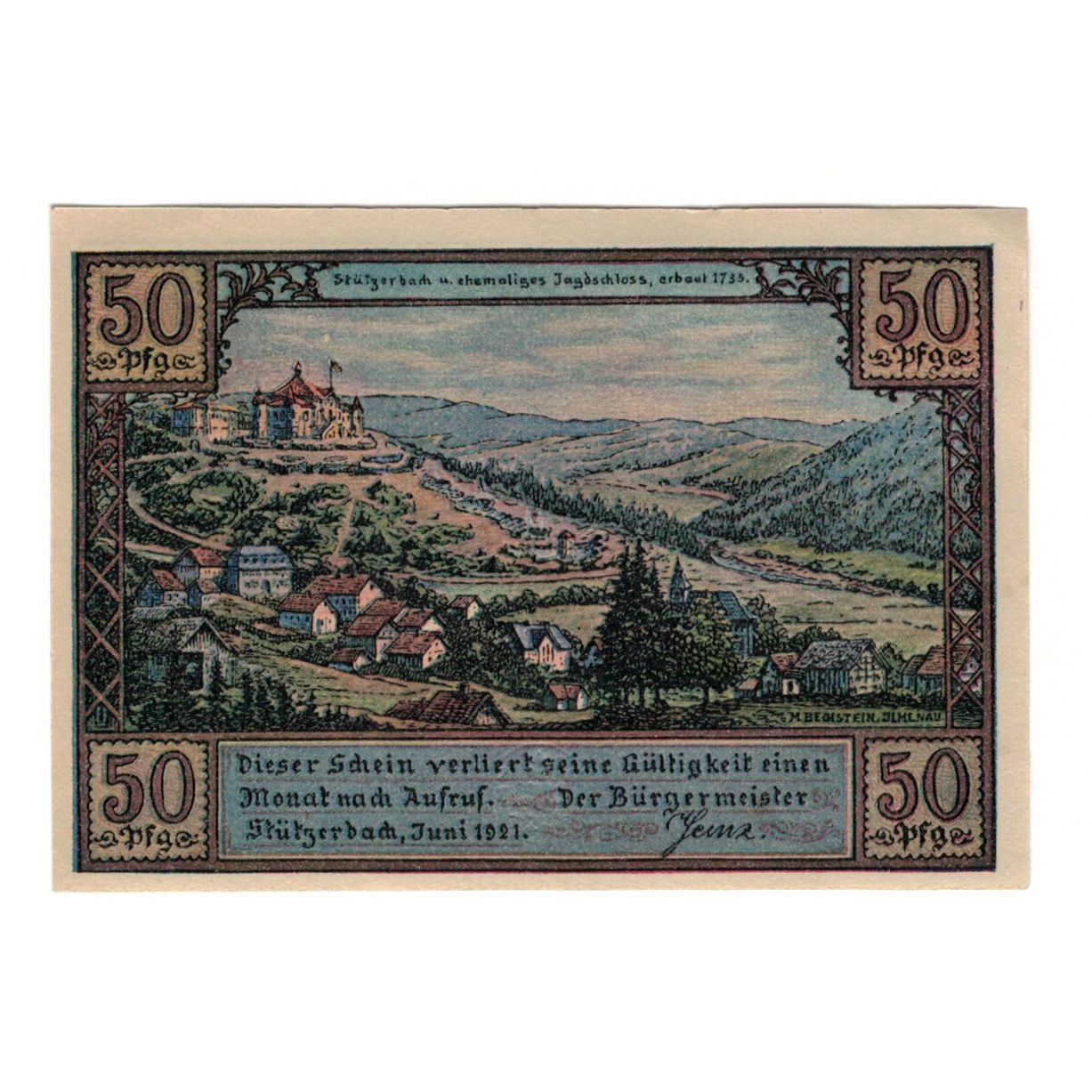 Banknote, Germany, Stützerbach Weimarischer Anteil Gemeinde, 50 Pfennig