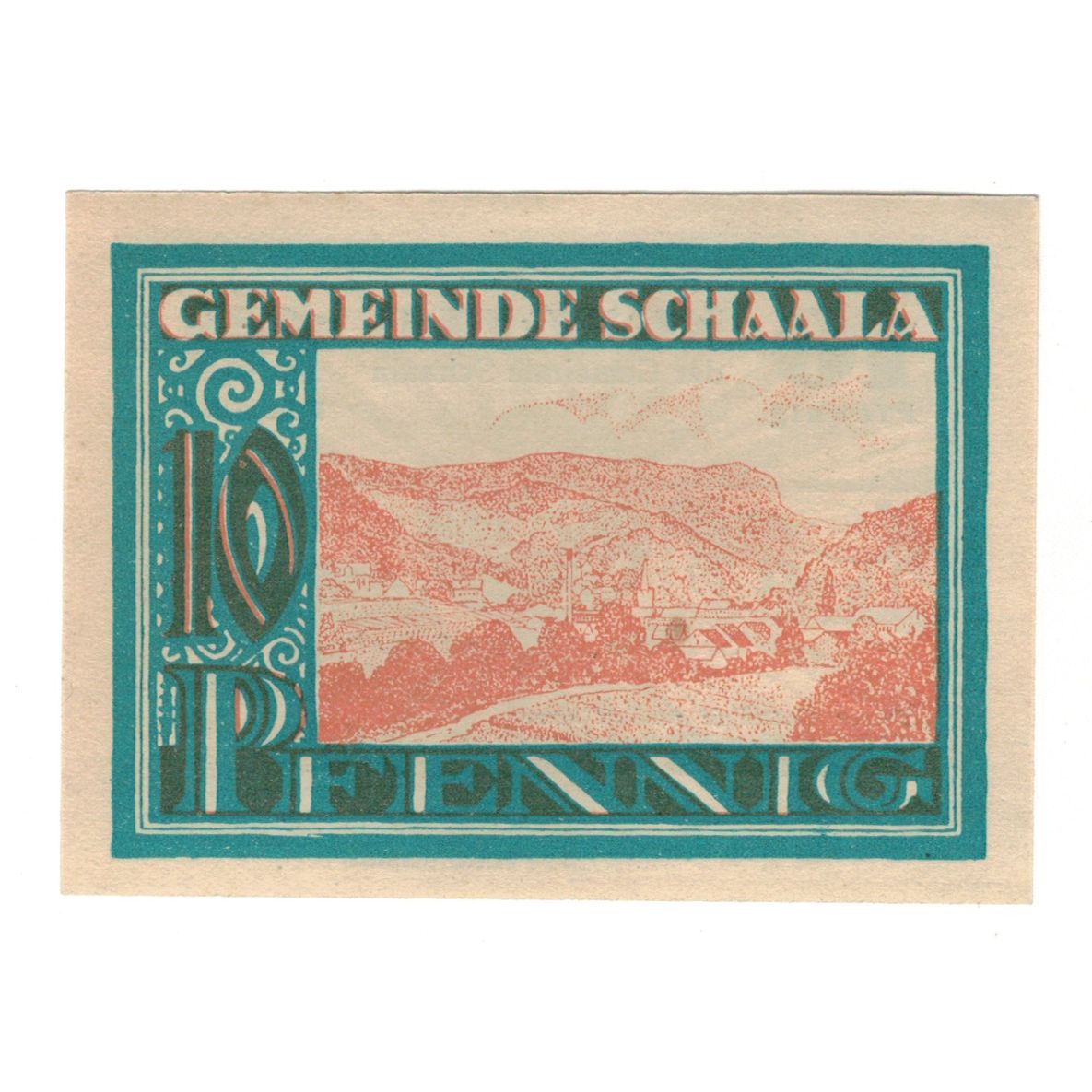 Banknote, Germany, Schaala Gemeinde, 10 Pfennig, paysage, 1921, 1921-08-15