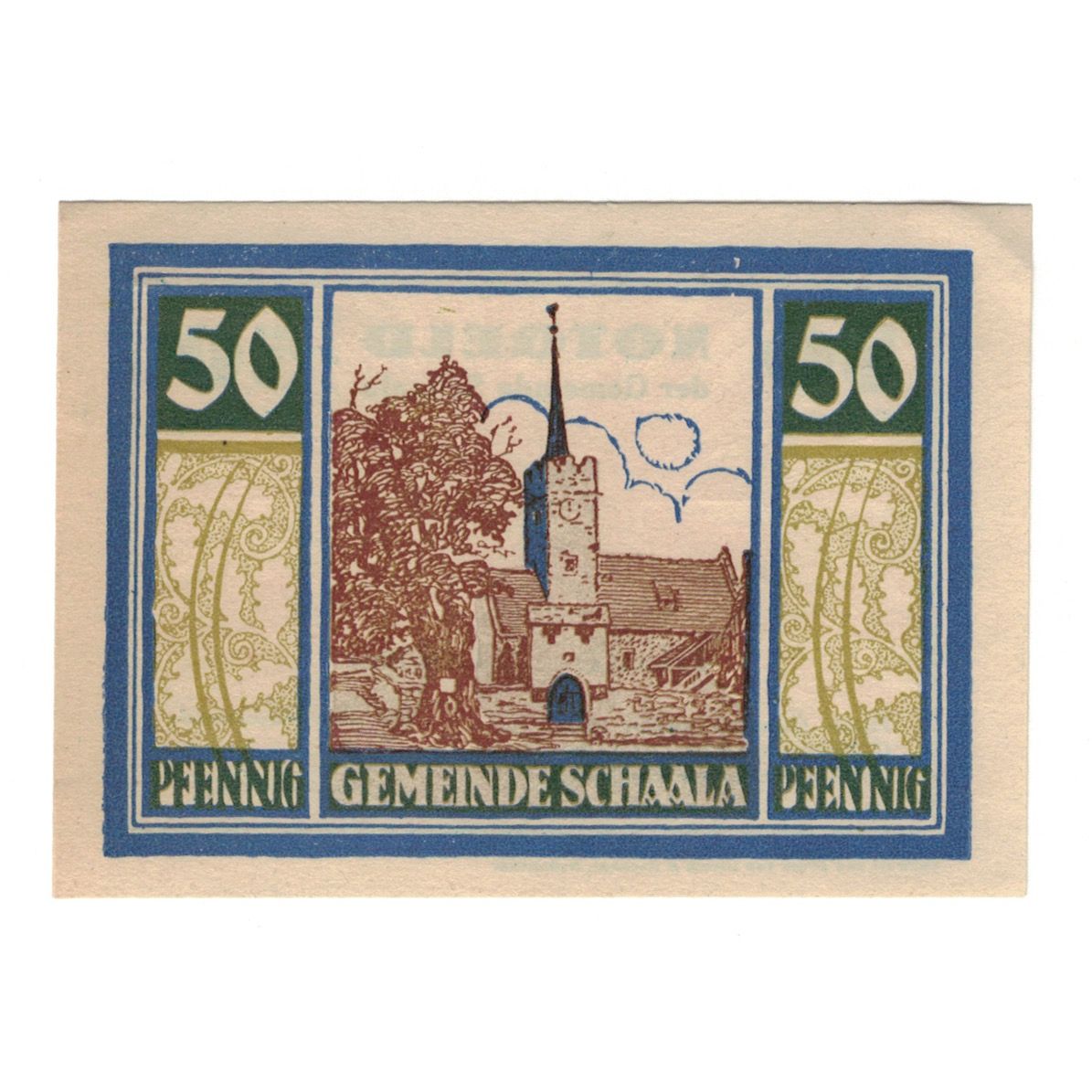 Banknote, Germany, Schaala Gemeinde, 50 Pfennig, Eglise, 1921, 1921-08-15