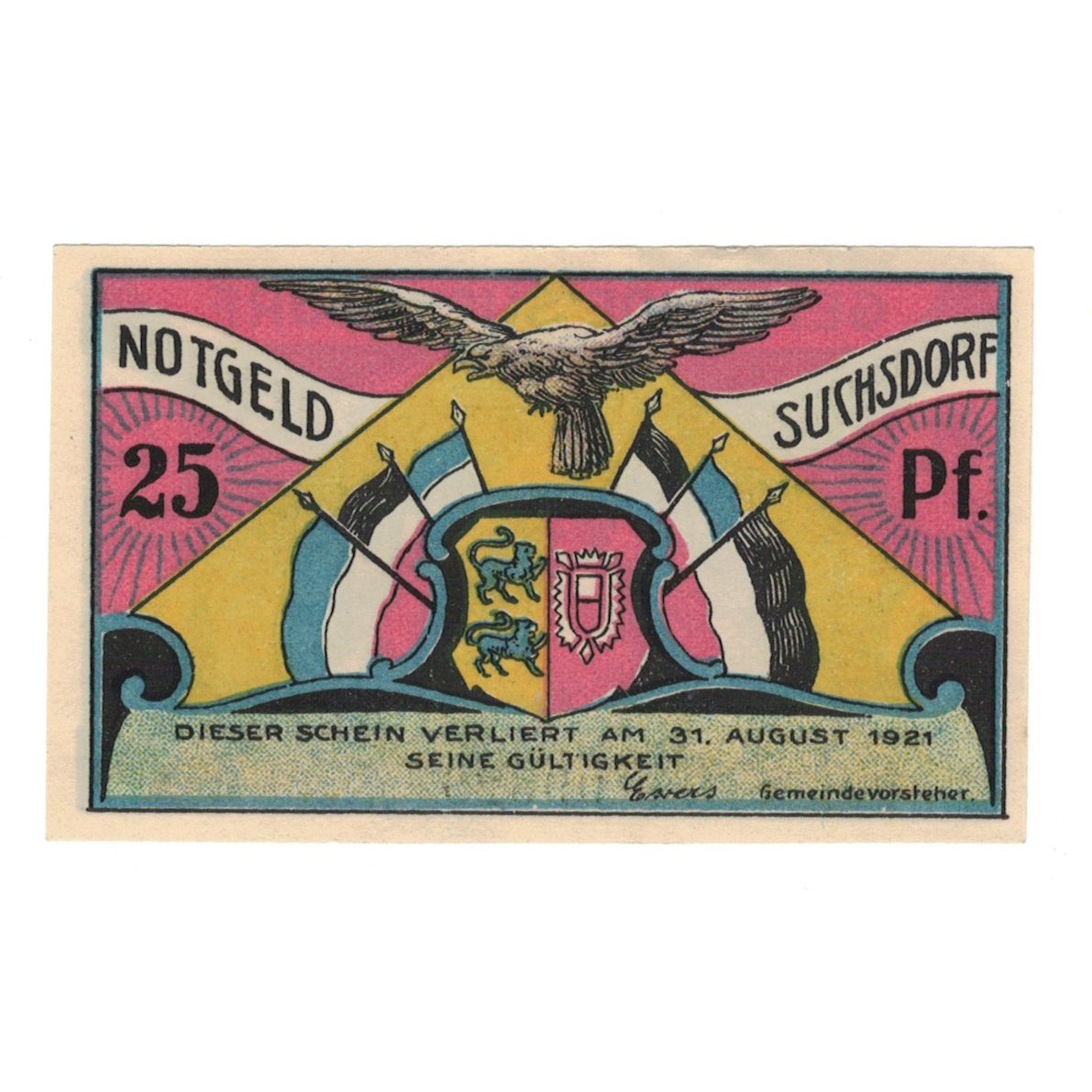 Banknote, Germany, Suchsdorf Gemeinde, 25 Pfennig, Restaurant Margaretental
