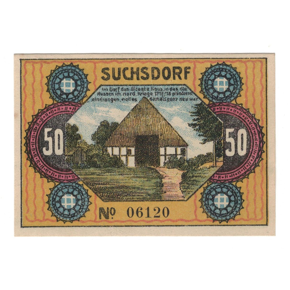 Banknote, Germany, Suchsdorf Gemeinde, 50 Pfennig, Maison, 1921, 1921-08-31