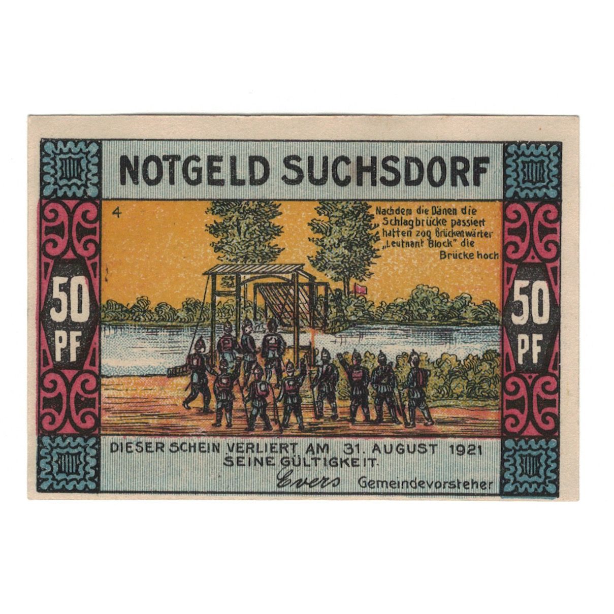 Banknote, Germany, Suchsdorf Gemeinde, 50 Pfennig, paysage, 1921, 1921-08-31