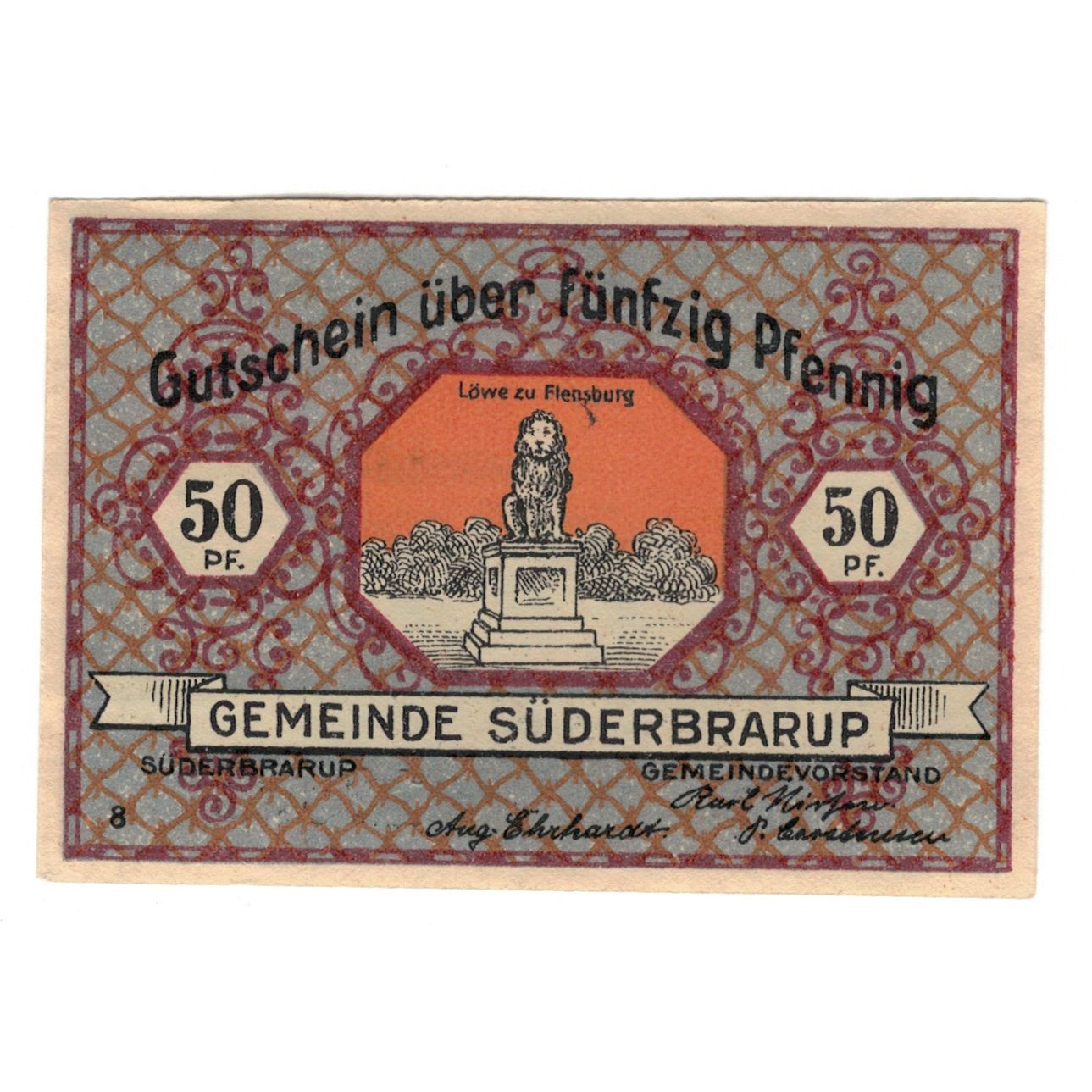 Banknote, Germany, Süderbrarup Gemeinde, 50 Pfennig, personnage, 1921