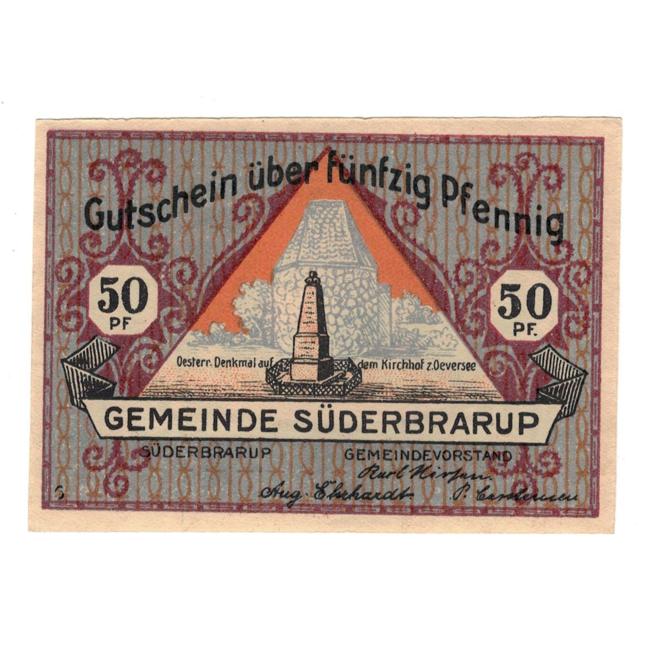 Banknote, Germany, Süderbrarup Gemeinde, 50 Pfennig, personnage 2, 1921