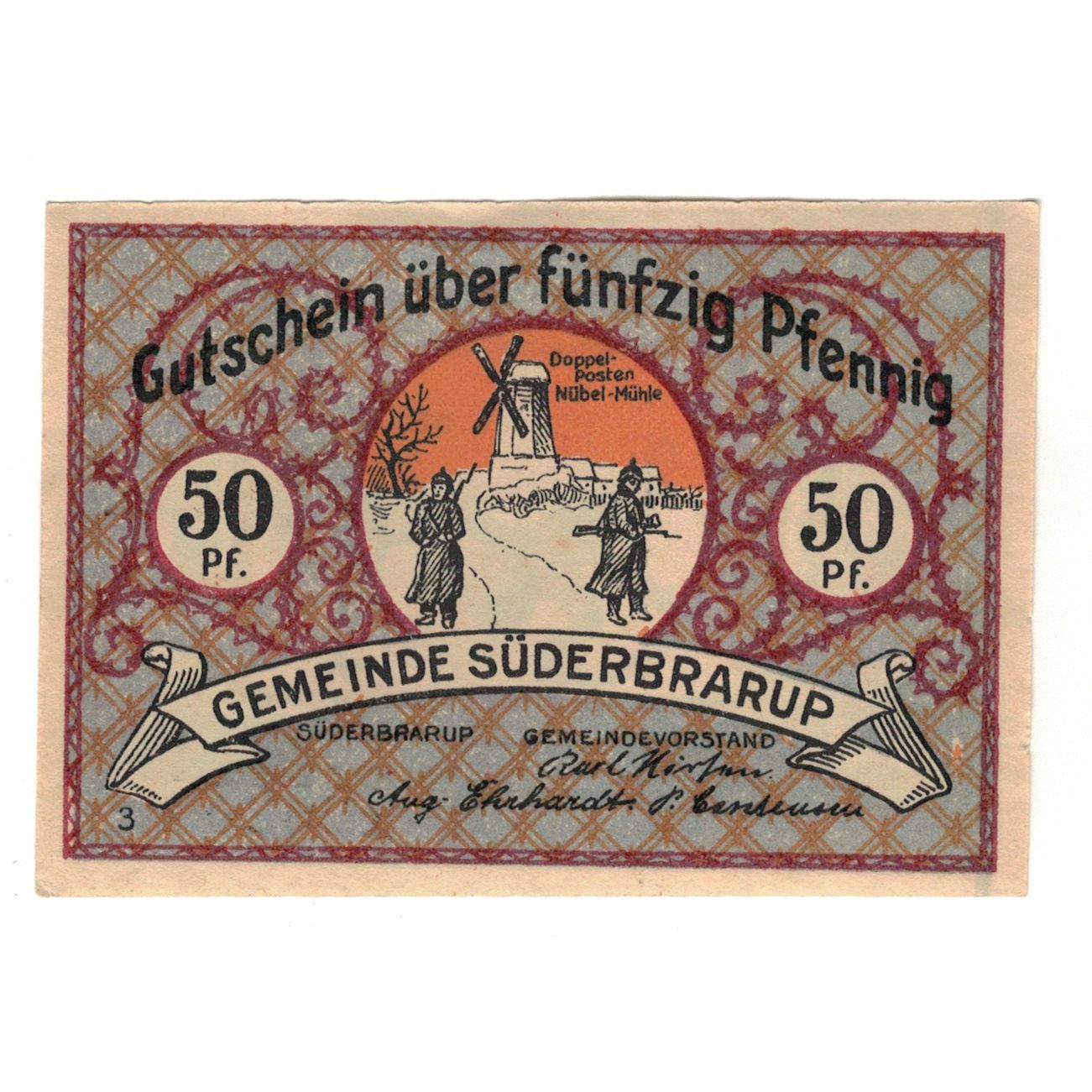 Banknote, Germany, Süderbrarup Gemeinde, 50 Pfennig, personnage 4, 1921