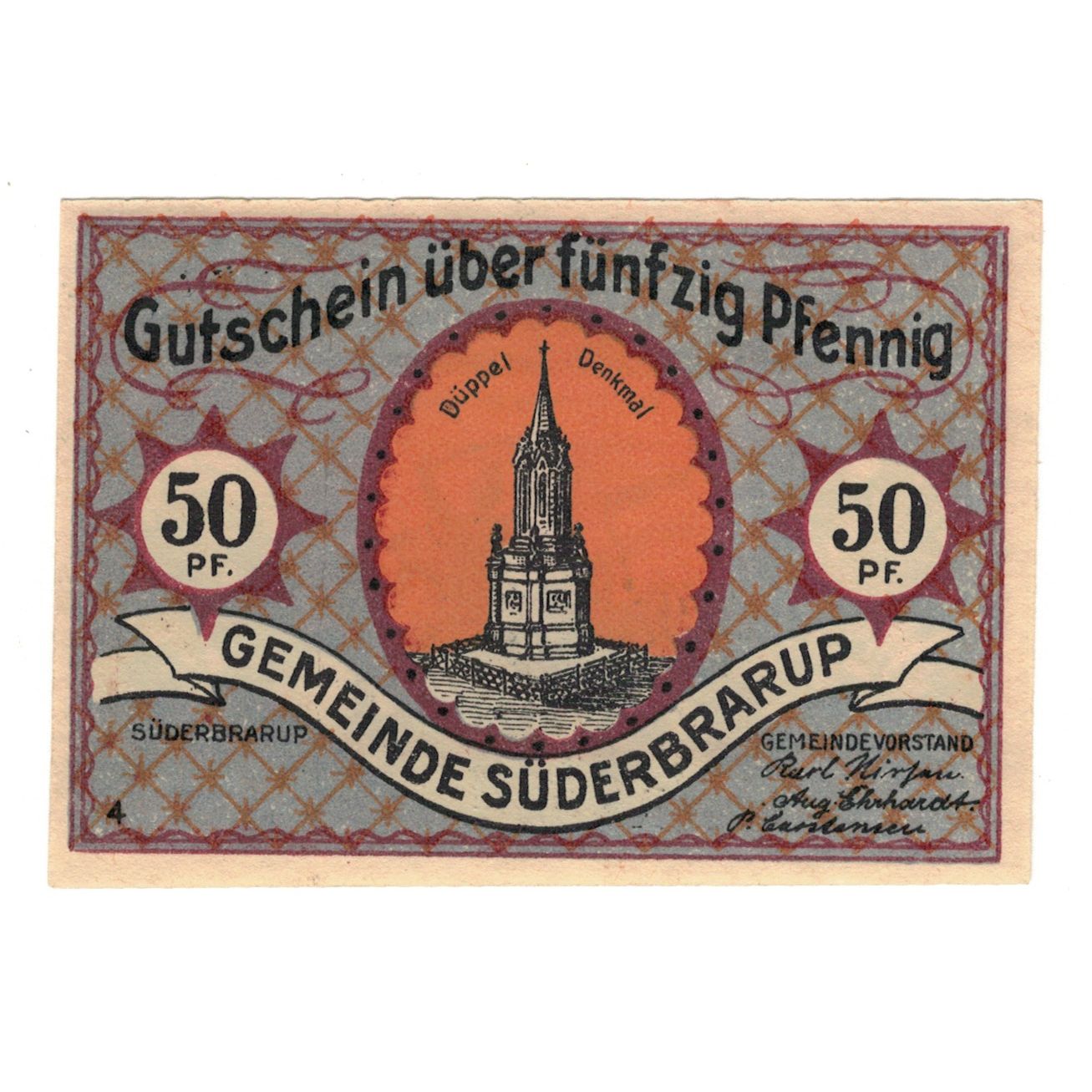 Banknote, Germany, Süderbrarup Gemeinde, 50 Pfennig, personnage 5, 1921