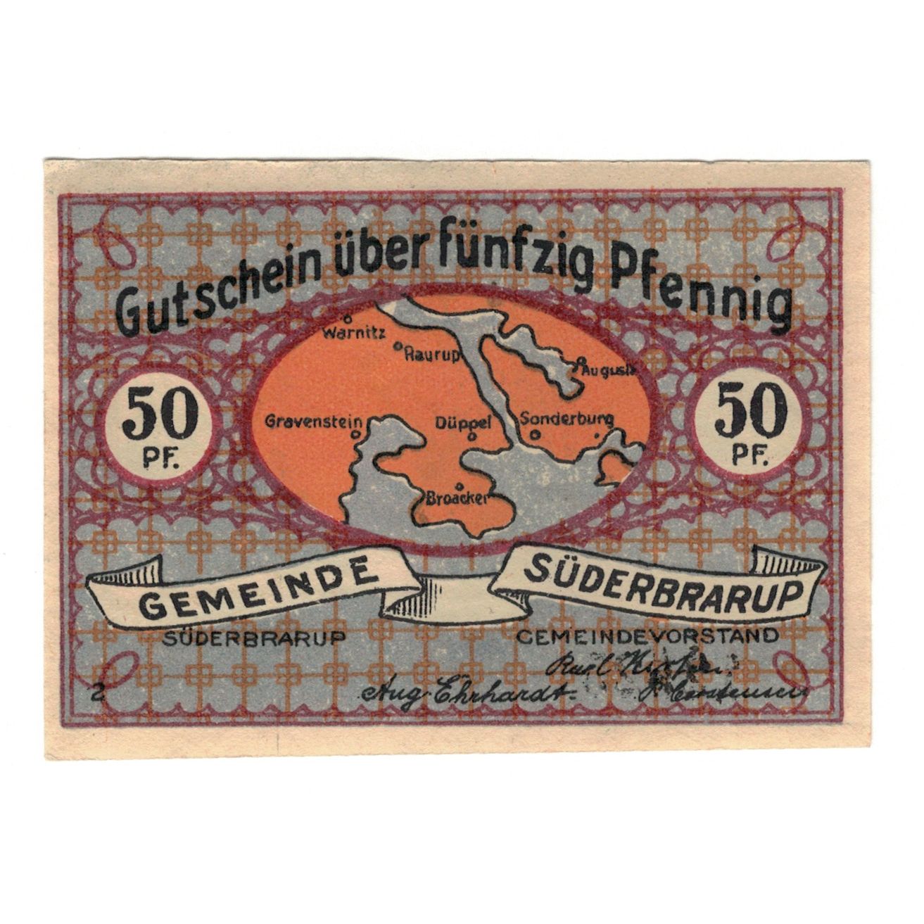Banknote, Germany, Süderbrarup Gemeinde, 50 Pfennig, personnage 6, 1921