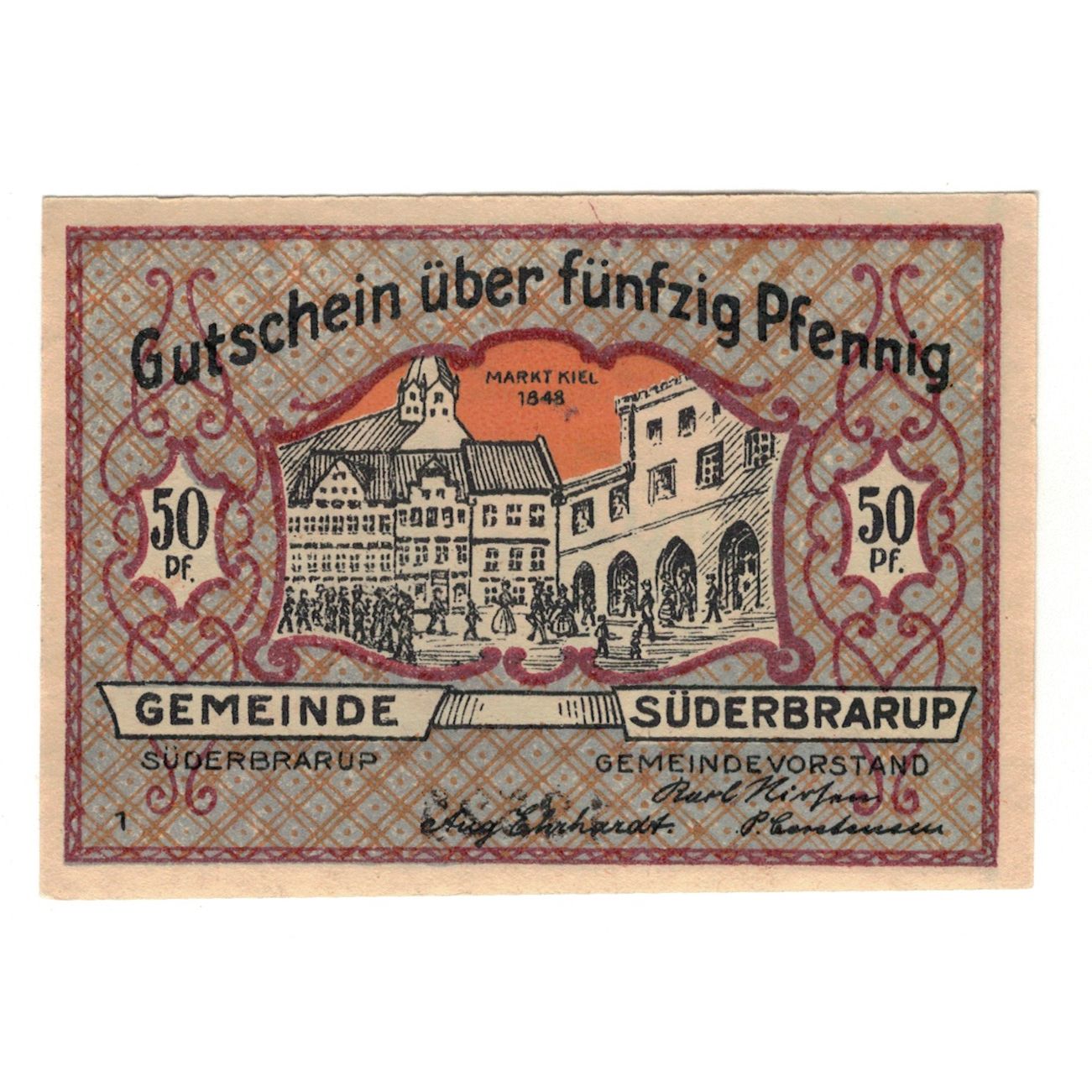 Banknote, Germany, Süderbrarup Gemeinde, 50 Pfennig, personnage 7, 1921