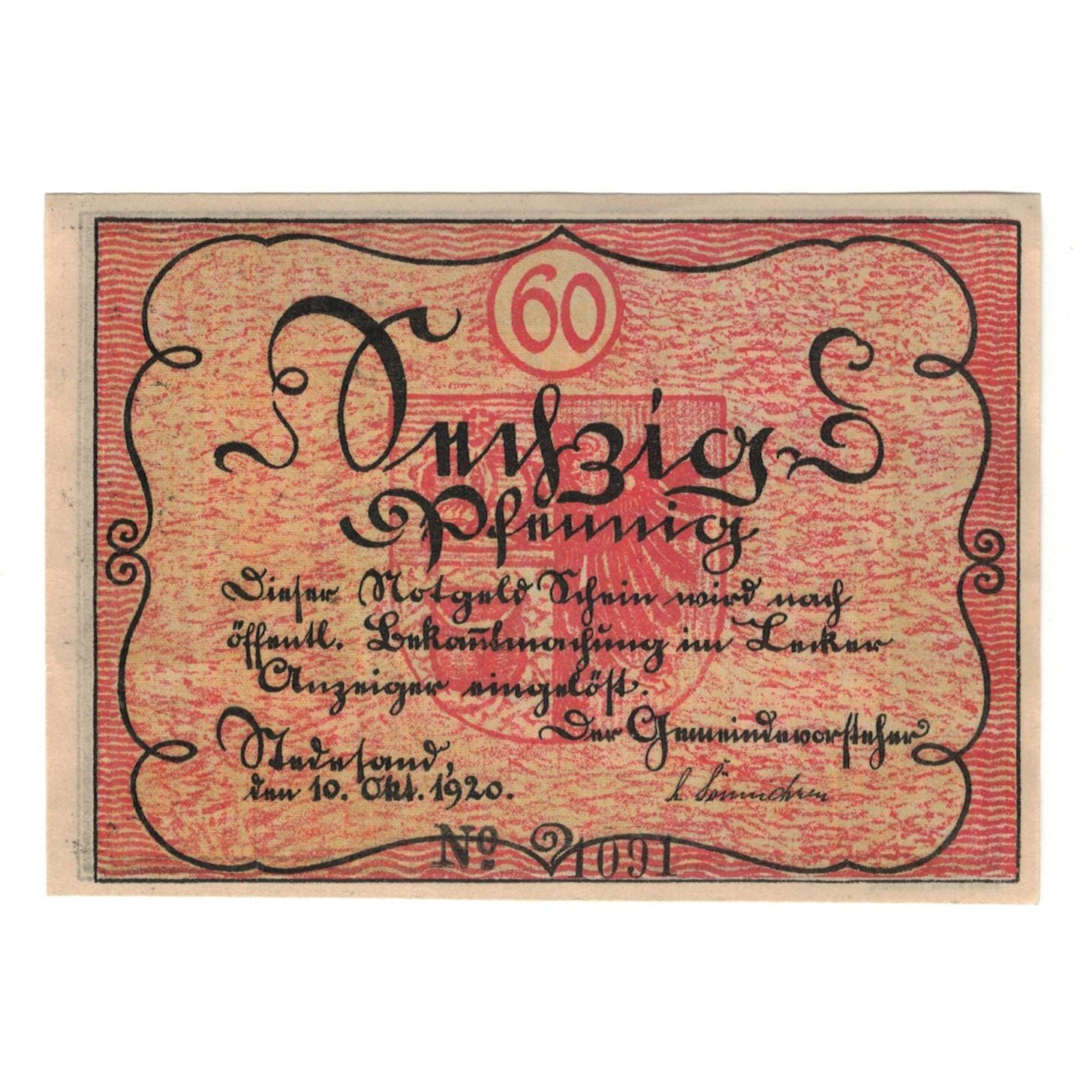 Banknote, Germany, Stedesand Gemeinde, 60 Pfennig, personnage, 1920, 1920-10-10