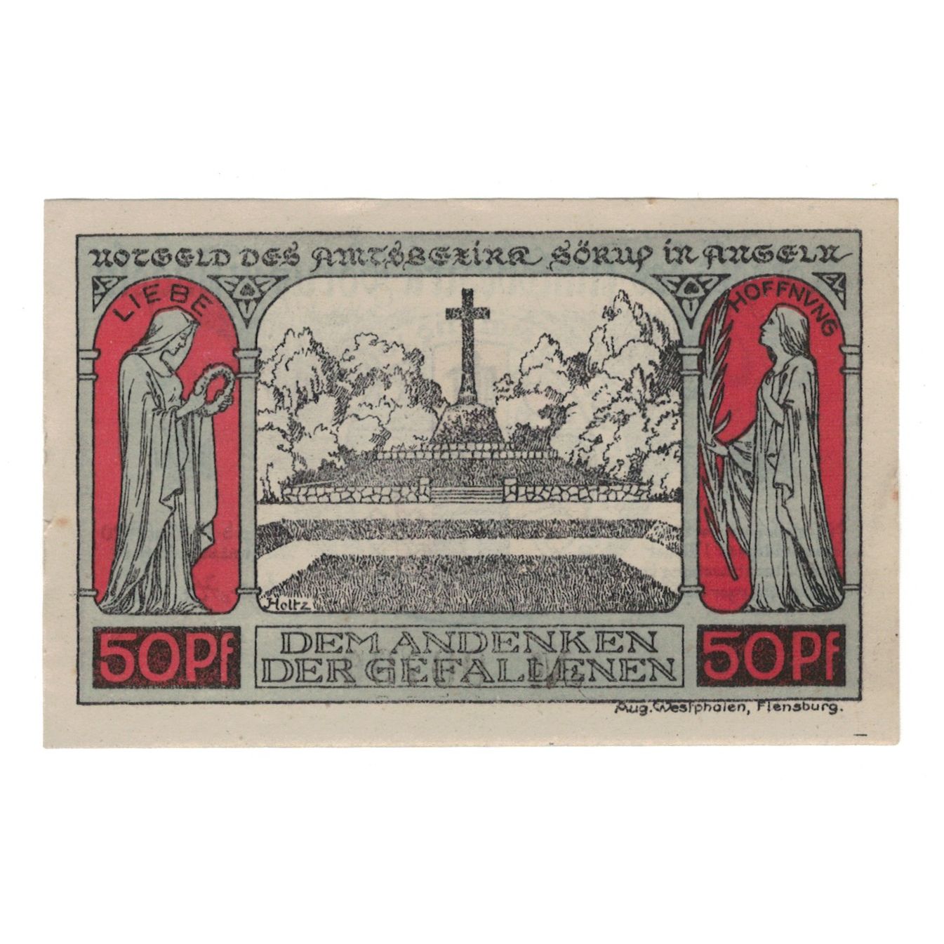 Banknote, Germany, Sörup Amtsbezirk, 50 Pfennig, Monument, 1920, 1920-05-18