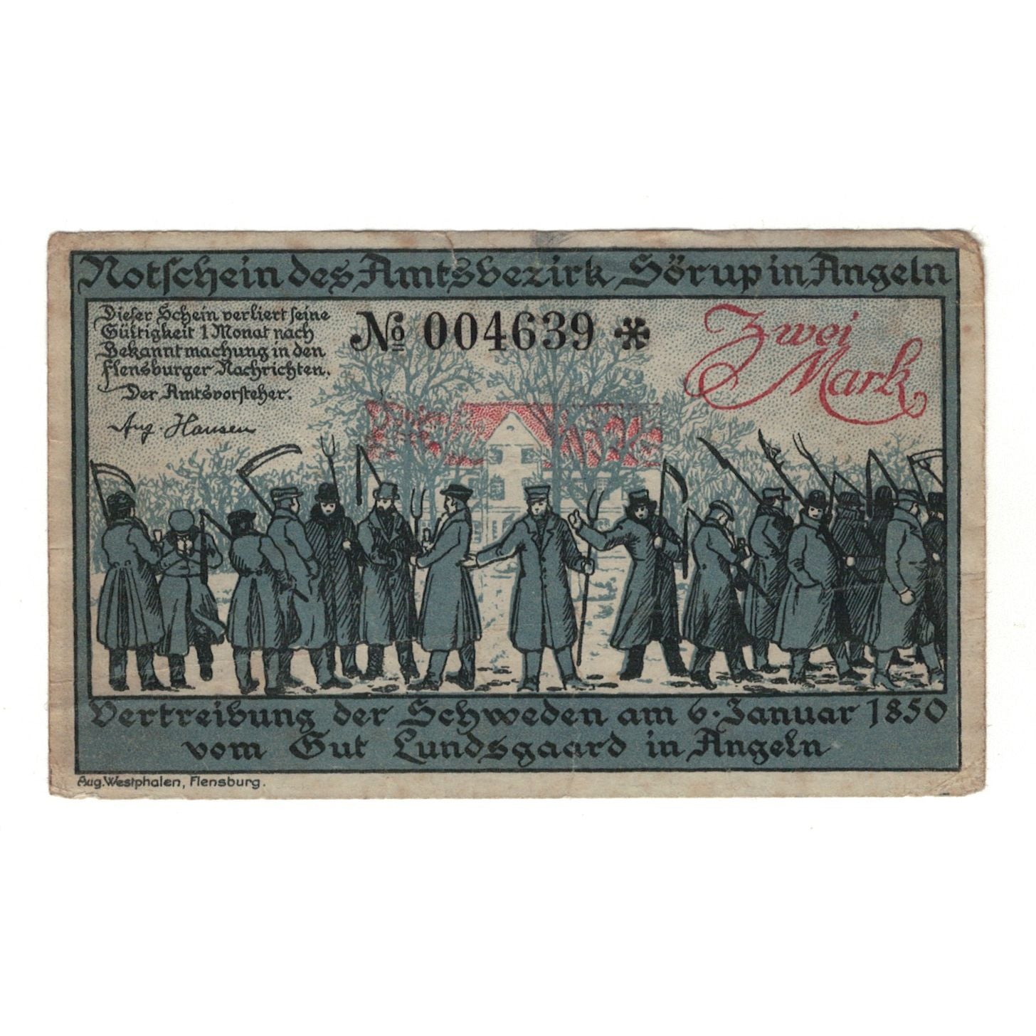 Banknote, Germany, Sörup Amtsbezirk, 2 Mark, personnage, EF(40-45), Mehl:1231.2