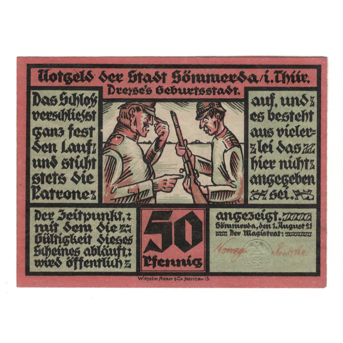 Banknote, Germany, Sömmerda Stadt, 50 Pfennig, Blason, 1921, 1921-08-01