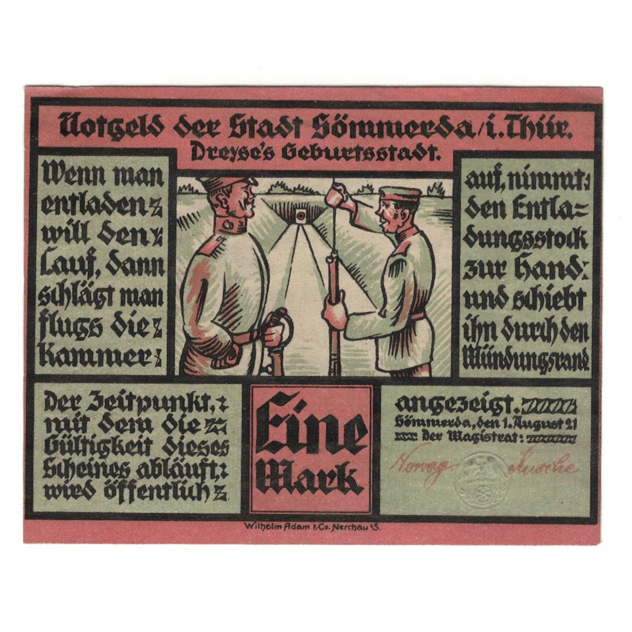 Banknote, Germany, Sömmerda Stadt, 1 Mark, Ville, 1921, 1921-08-01, AU(55-58)