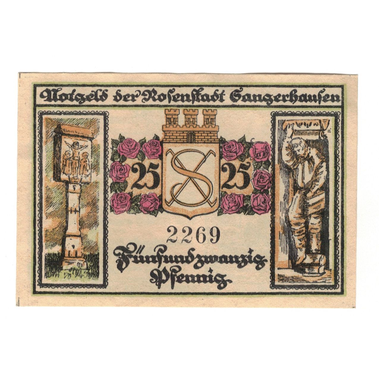 Geldschein, Deutschland, Sangerhausen Stadt, 25 Pfennig, Texte, 1921