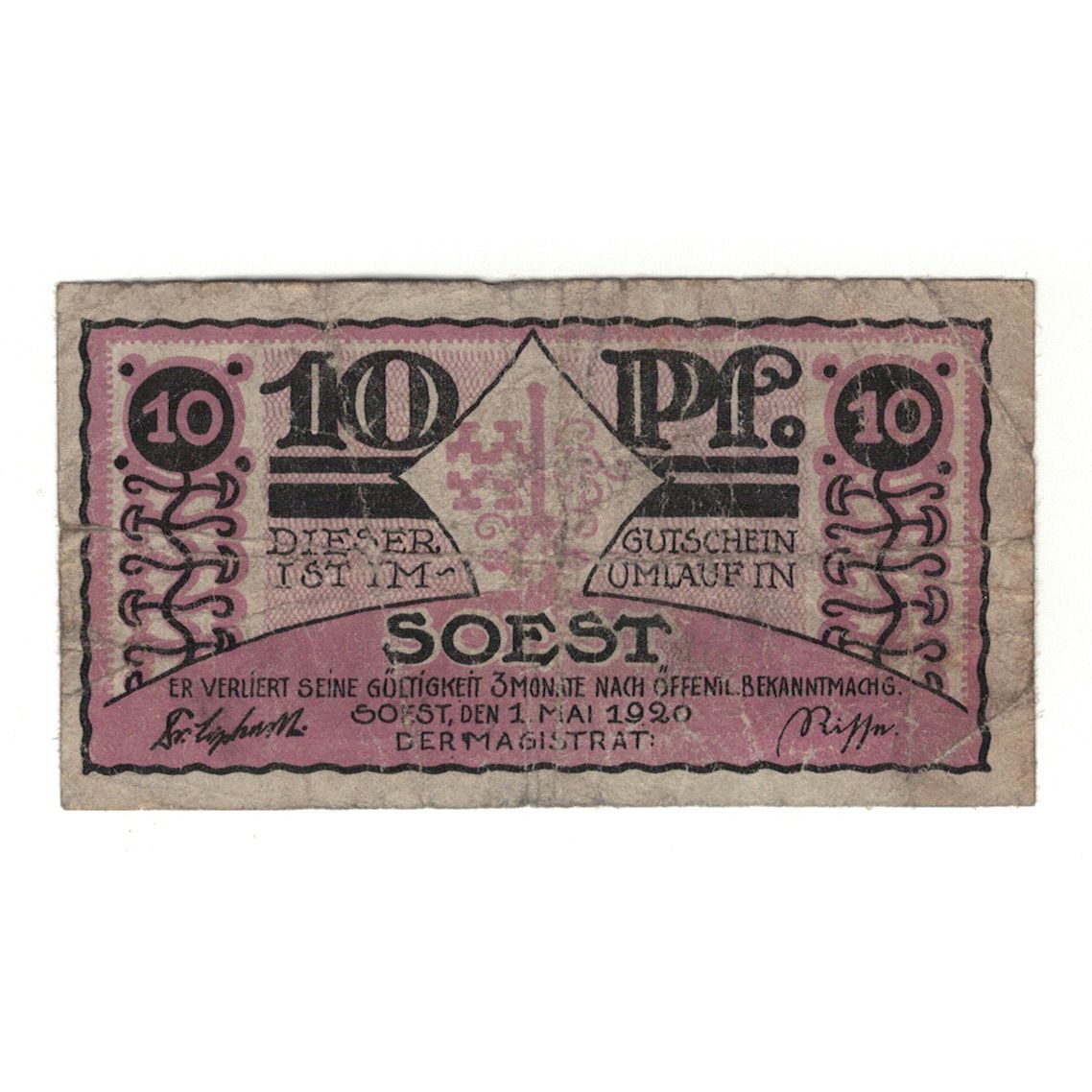 Banknote, Germany, Soest Stadt, 10 Pfennig, paysage, 1920, 1920-05-01