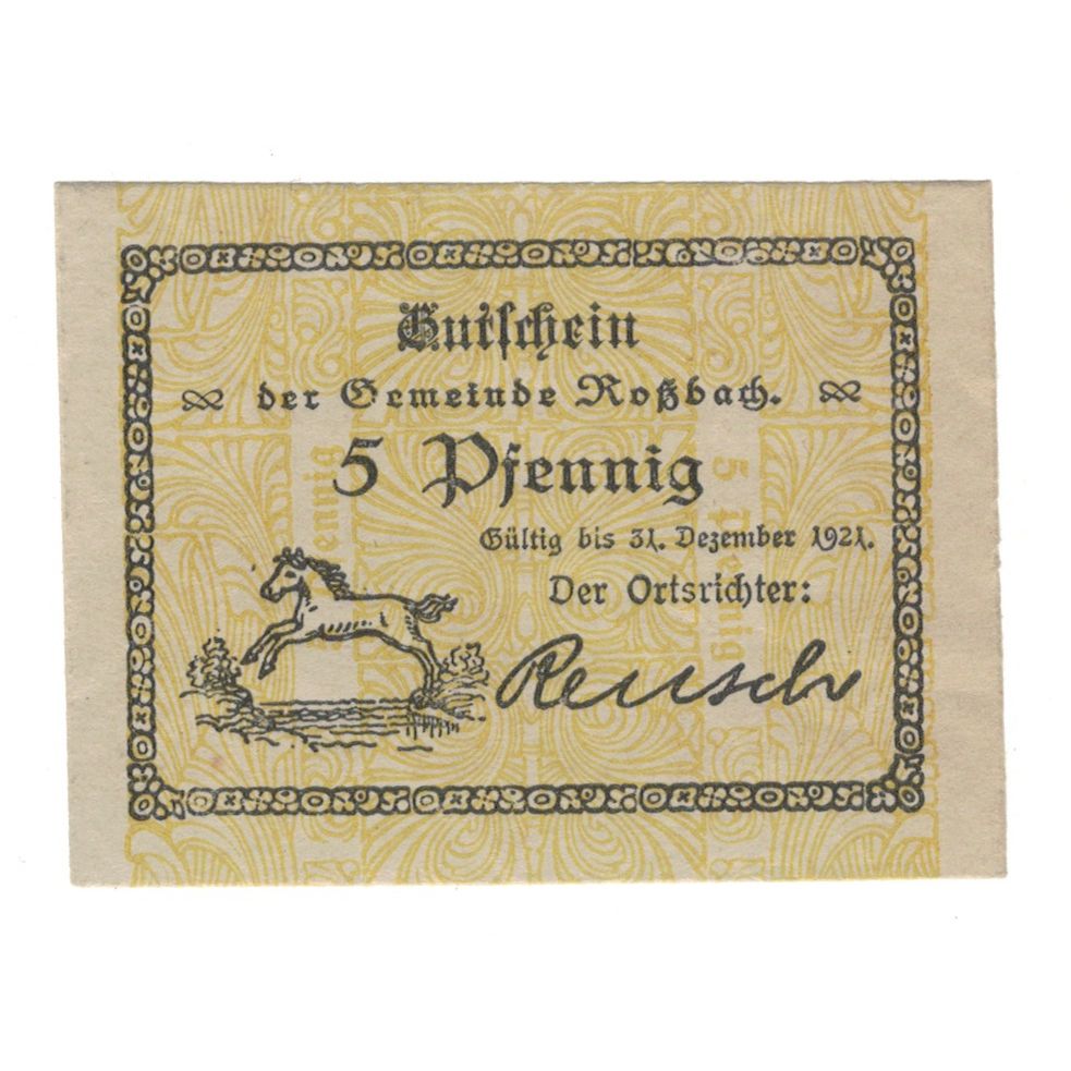 Banknote, Germany, Roßbach Gemeinde, 5 Pfennig, N.D, 1921, 1921-12-31