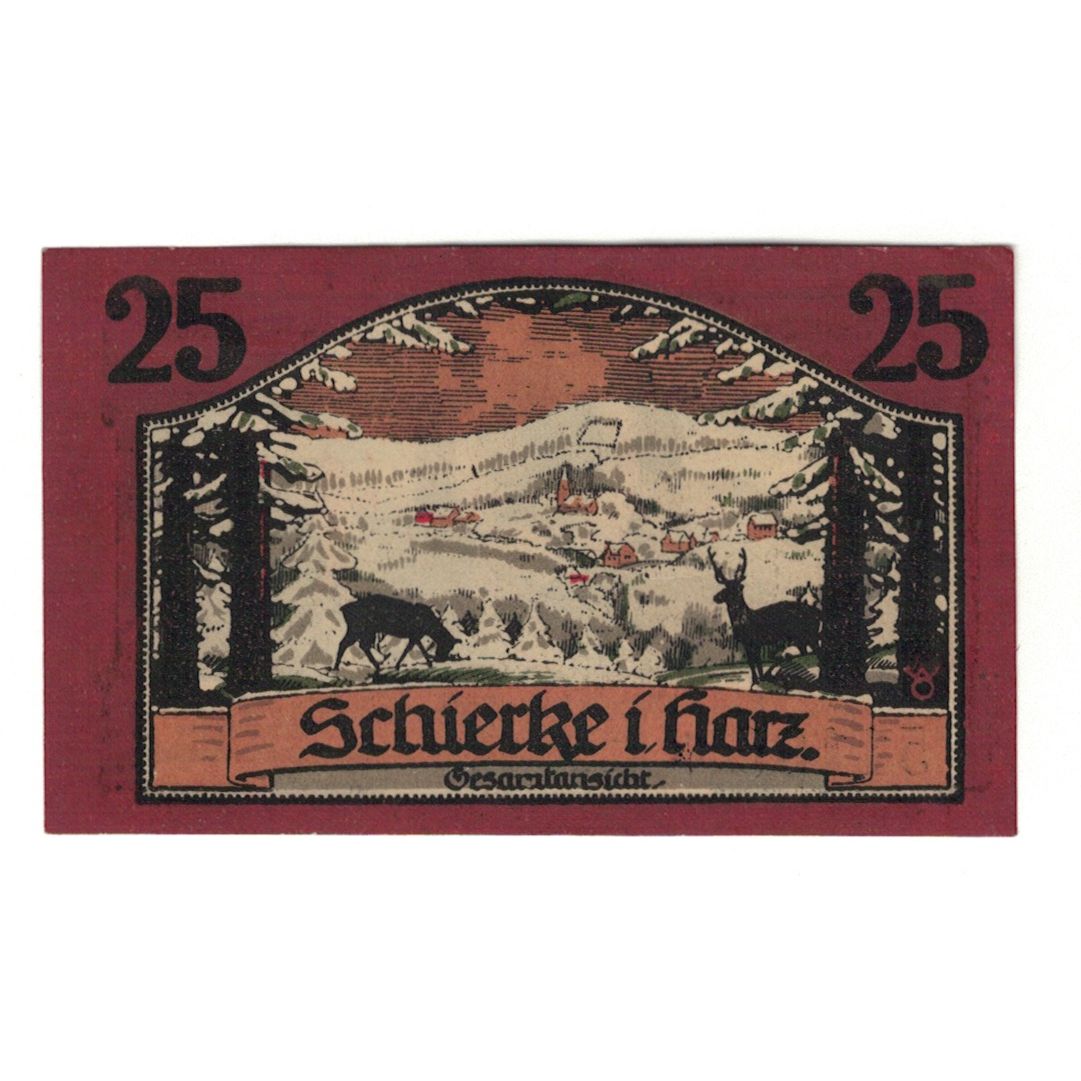 Banknote, Germany, Schierke im Harz Kurverwaltung, 25 Pfennig, paysage 1, 1921