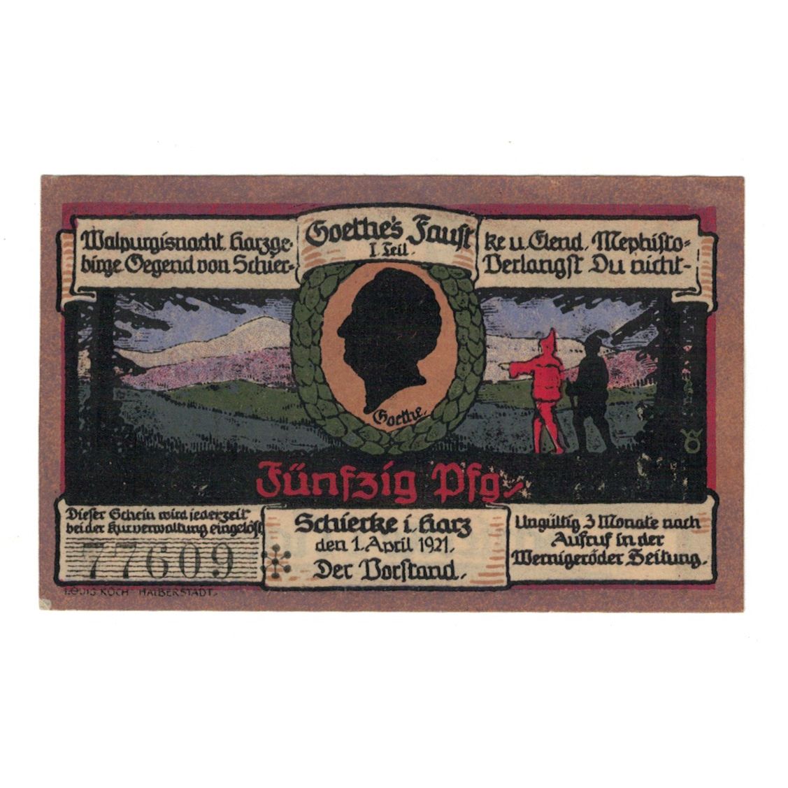 Banknote, Germany, Schierke im Harz Kurverwaltung, 50 Pfennig, Batiment, 1921