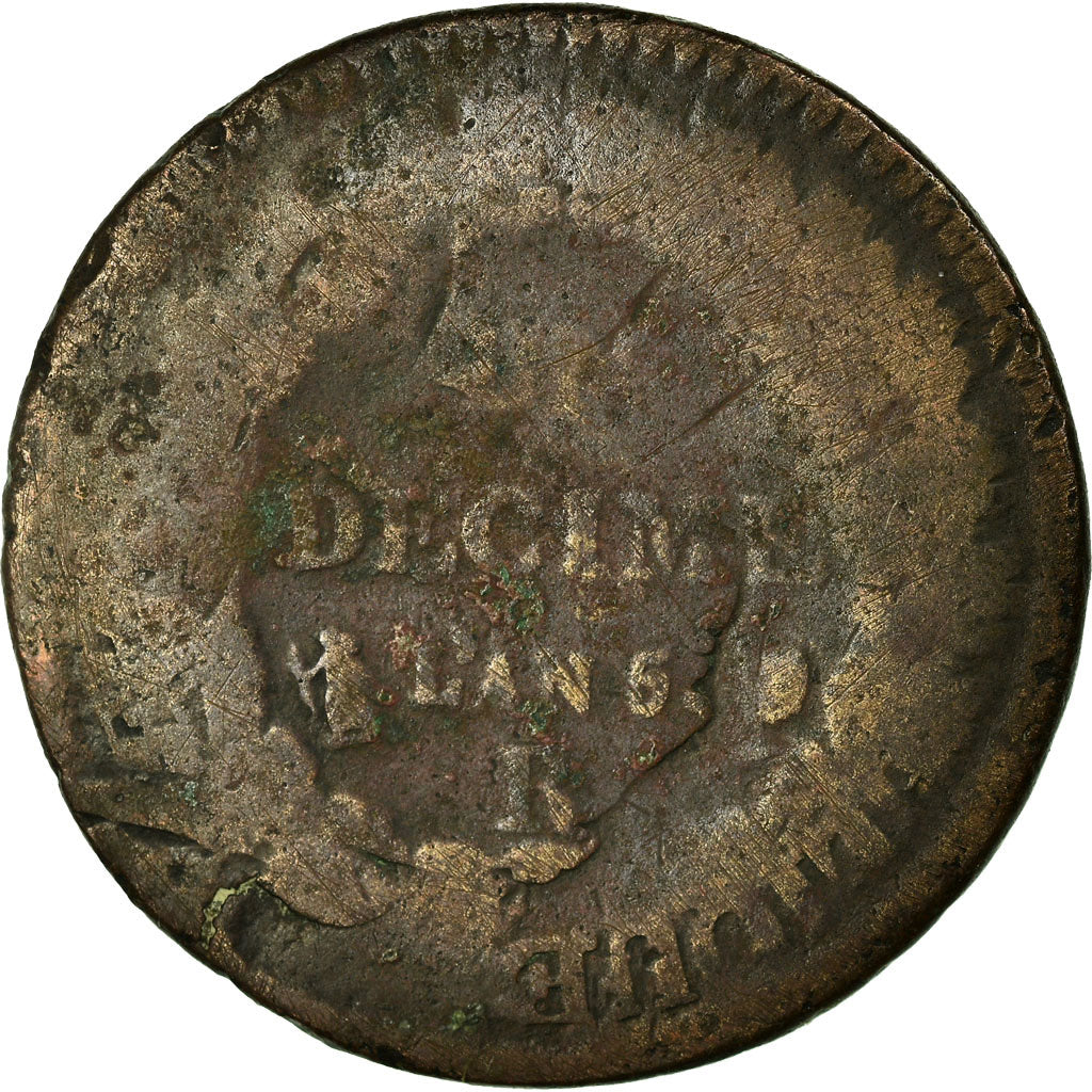 France, Decime, Dupré, 1797, Orléans, Bronze, F(12-15), Gadoury:185