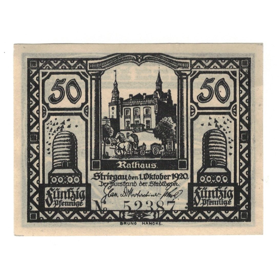 Banknote, Germany, Striegau Städtische Sparkasse, 50 Pfennig, paysage 1, 1920