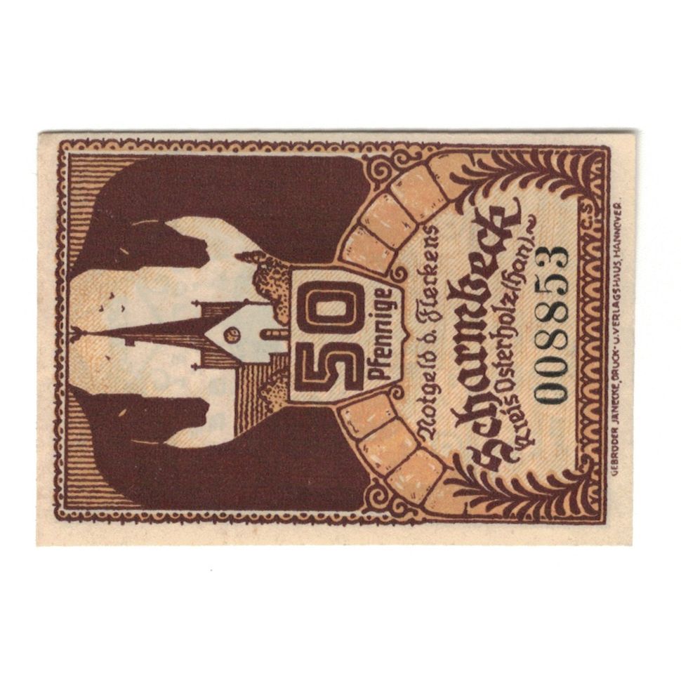 Billet, Allemagne, Scharmbeck Stadt, 50 Pfennig, Blason 1, 1923, 1923-12-31