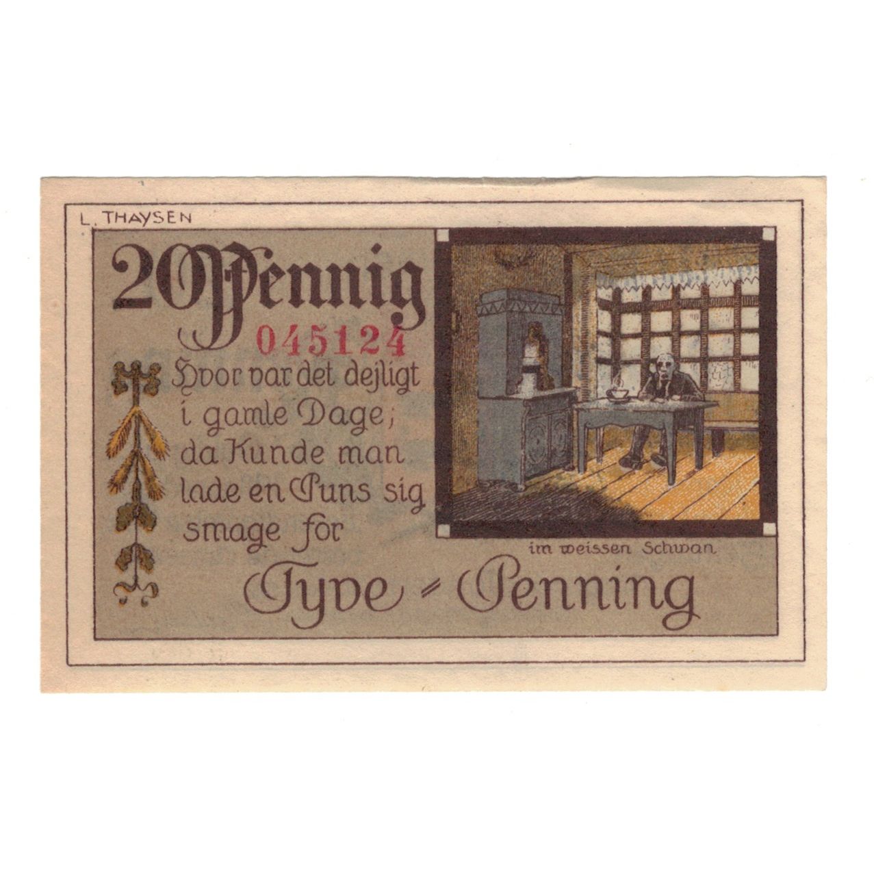 Banconote, Germania, Tondern Stadt, 20 Pfennig, Blason, 1920, 1920-02-10, SPL-