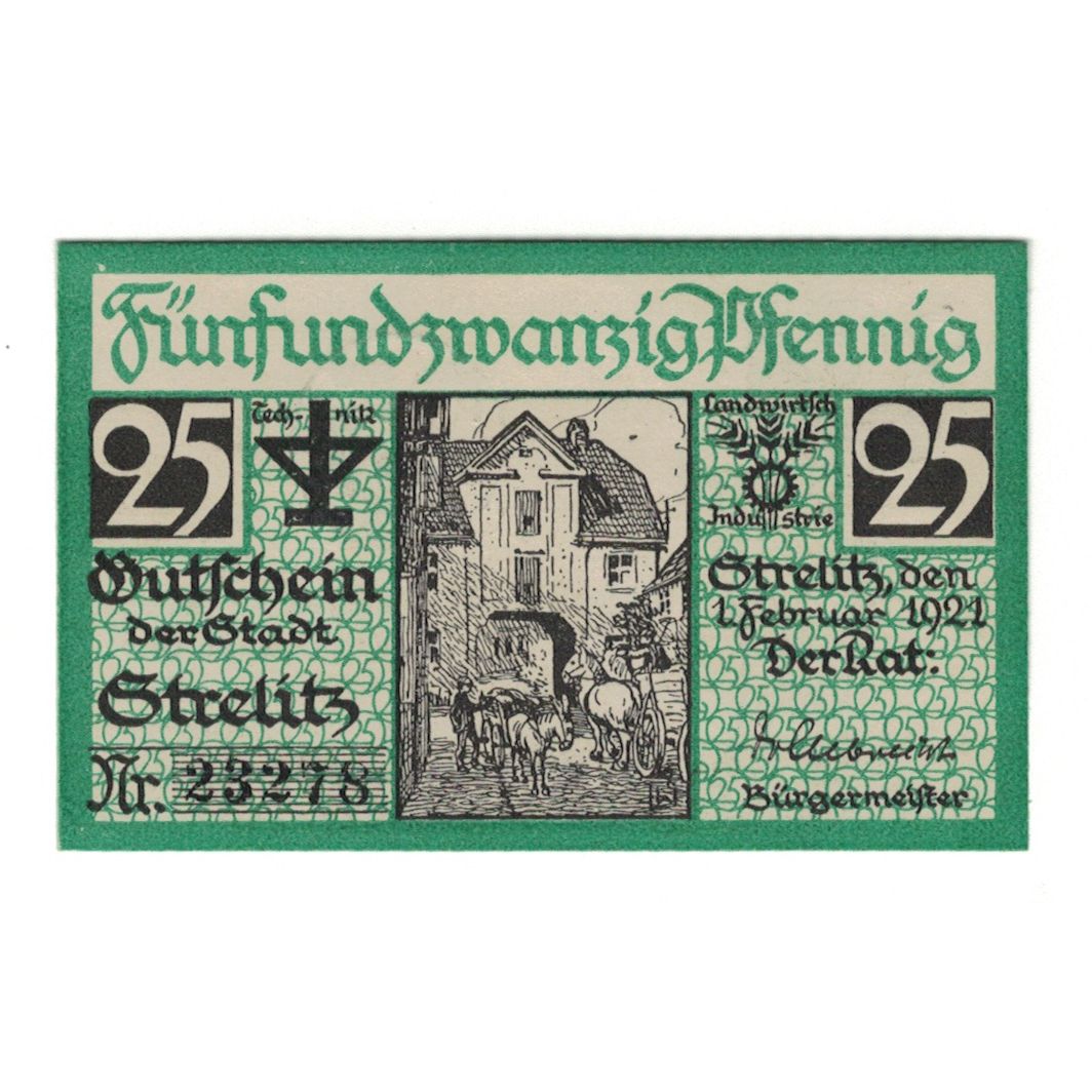 Banknote, Germany, Strelitz Stadt, 25 Pfennig, personnage, 1921, 1921-02-01