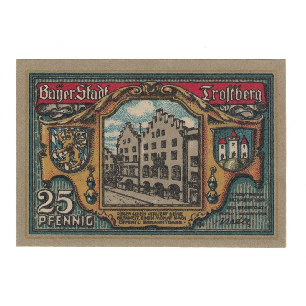 Geldschein, Deutschland, Trostberg Stadt, 25 Pfennig, valeur faciale, 1920, VZ