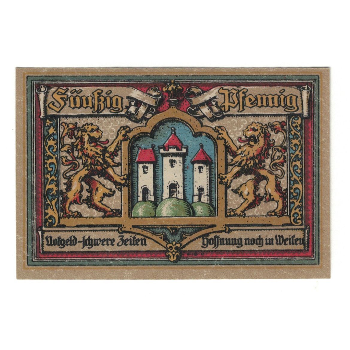 Banknot, Niemcy, Trostberg Stadt, 50 Pfennig, Lions, 1920, AU(55-58)
