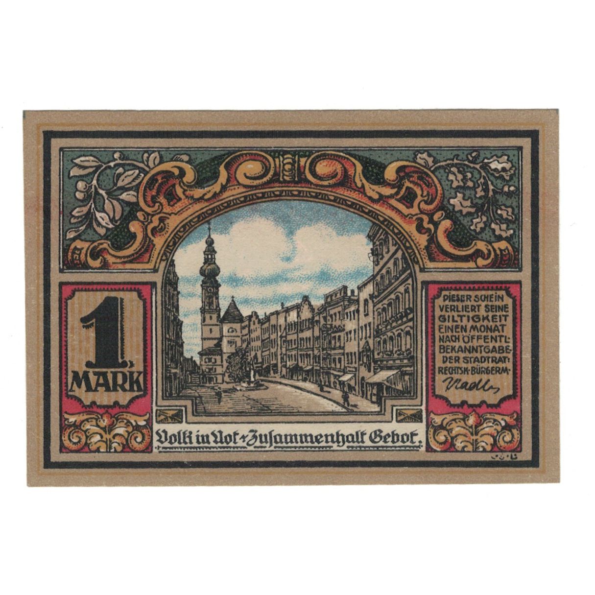 Banknote, Germany, Trostberg Stadt, 1 Mark, rue, 1920, AU(55-58), Mehl:1348.2