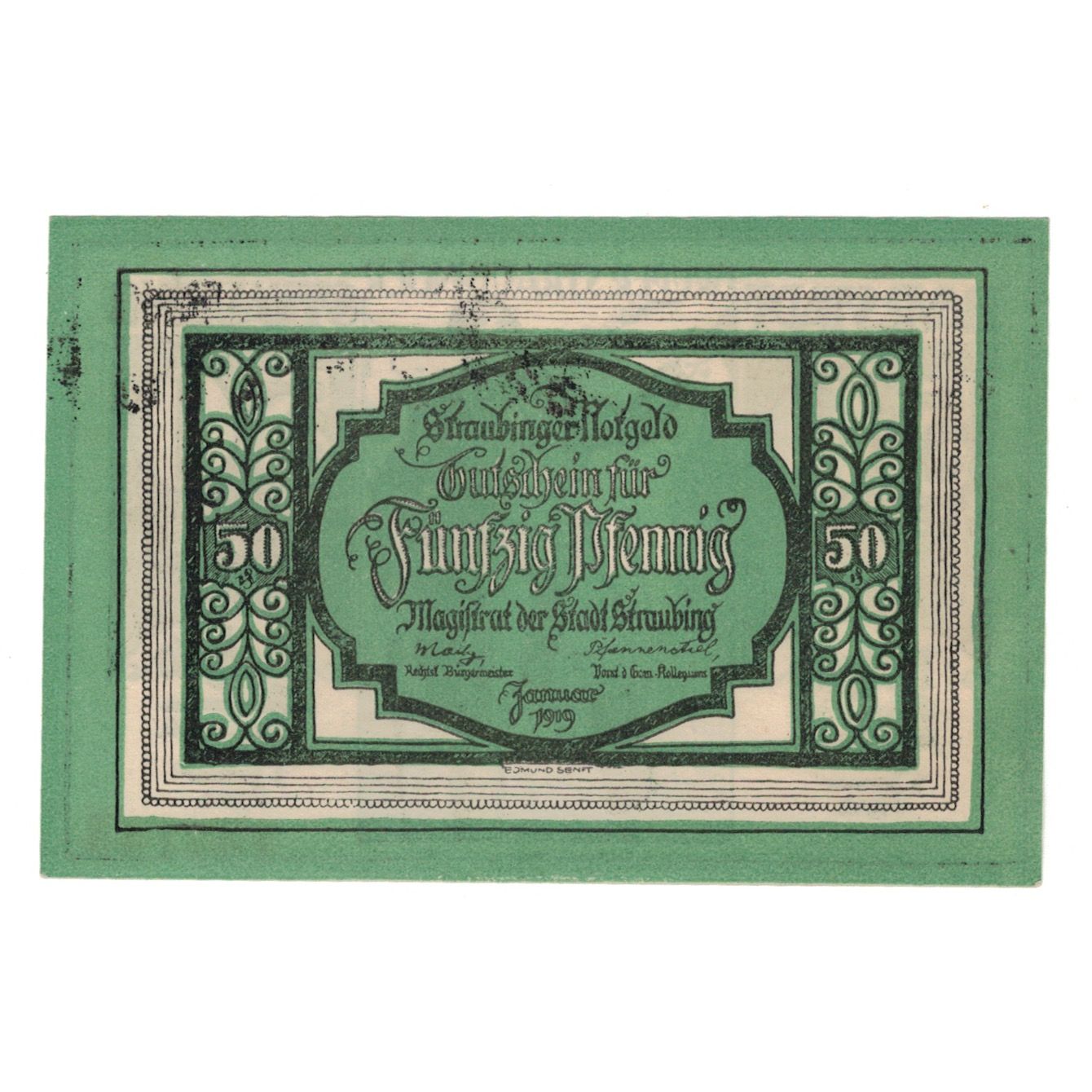 Banknote, Germany, Straubing Stadt, 50 Pfennig, valeur faciale, 1921