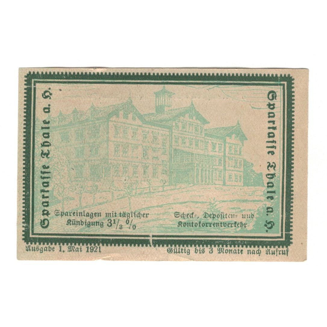 Banconote, Germania, Thale a. Harz Sparkasse, 10 Pfennig, Batiment, 1921