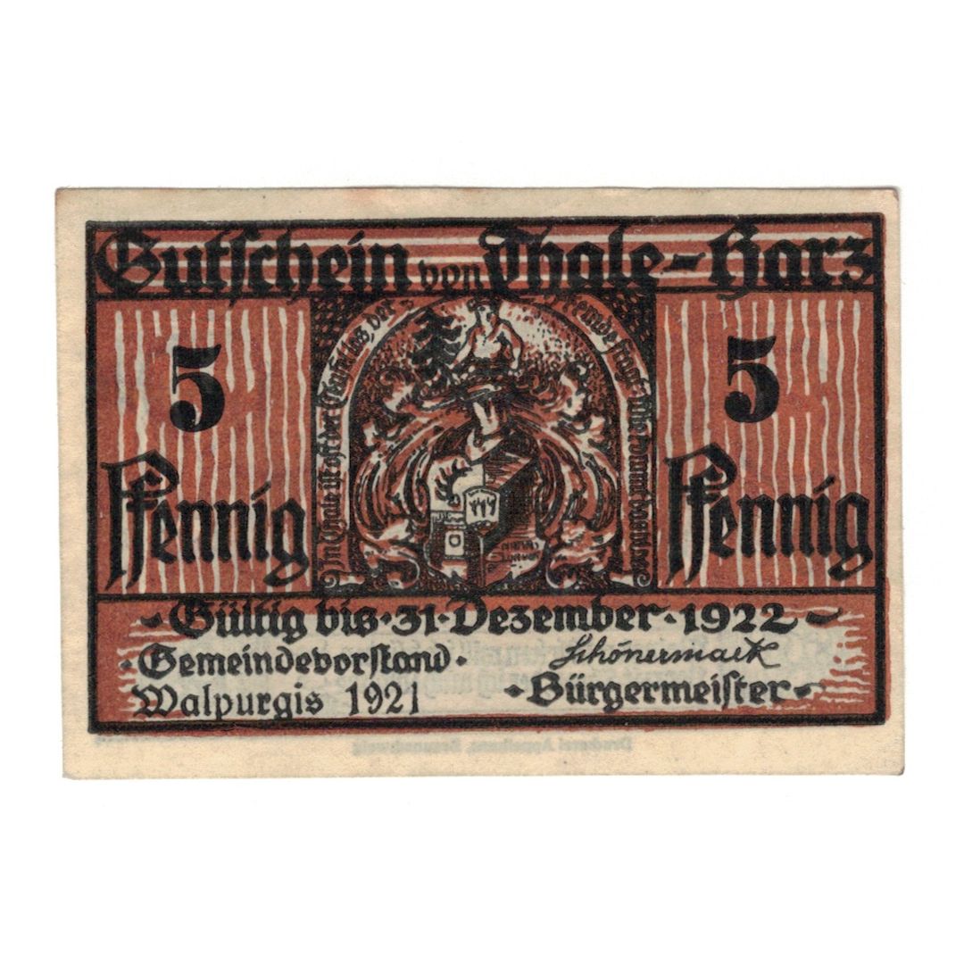 Banknote, Germany, Thale a.Harz Stadt, 5 Pfennig, Batiment, 1922, 1922-12-31