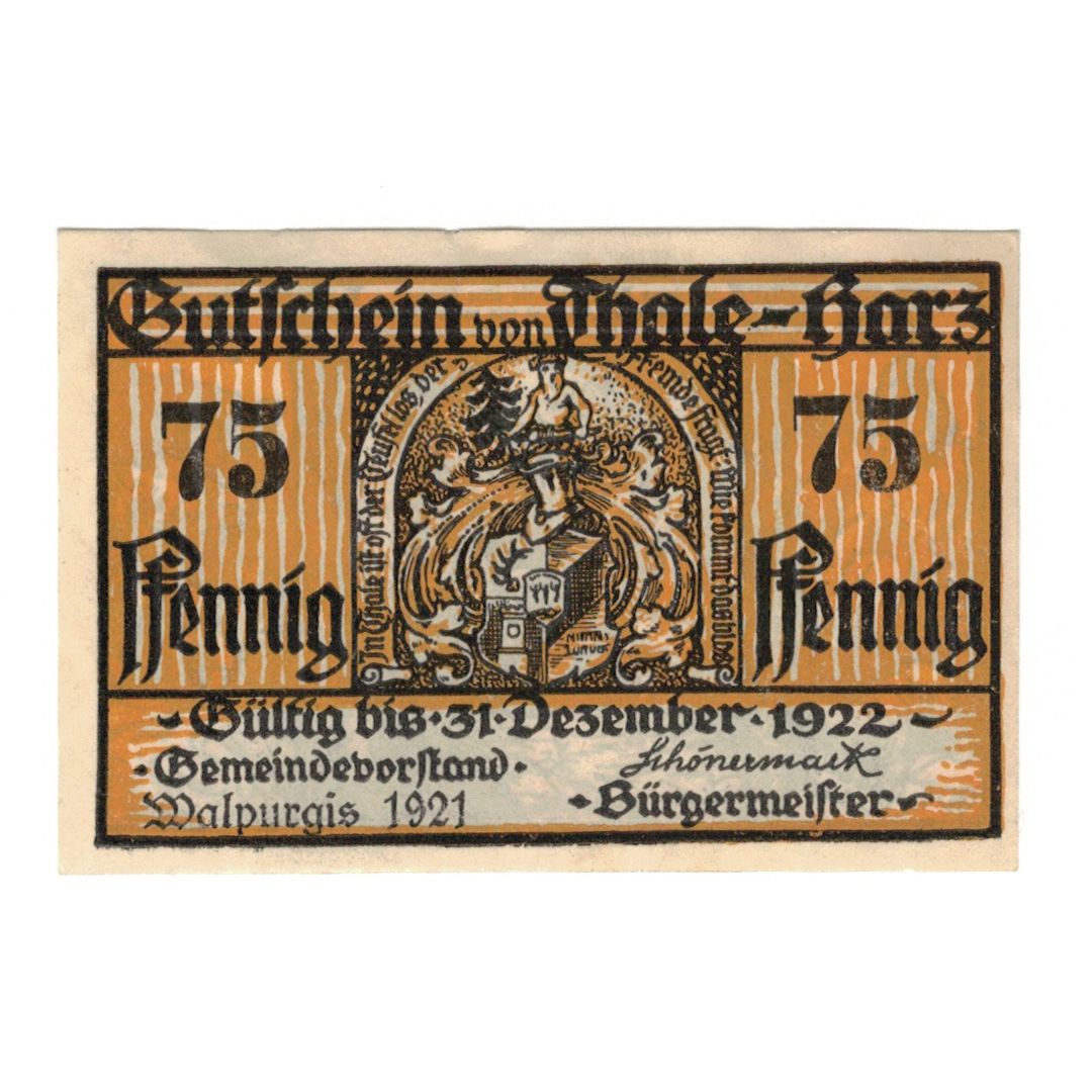 Banknote, Germany, Thale a.Harz Stadt, 75 Pfennig, personnage, 1922, 1922-12-31