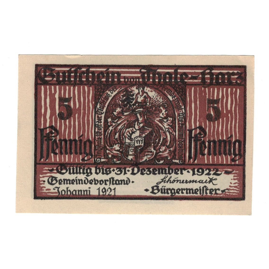 Banknote, Germany, Thale a.Harz Stadt, 5 Pfennig, Batiment, 1922, 1922-12-31