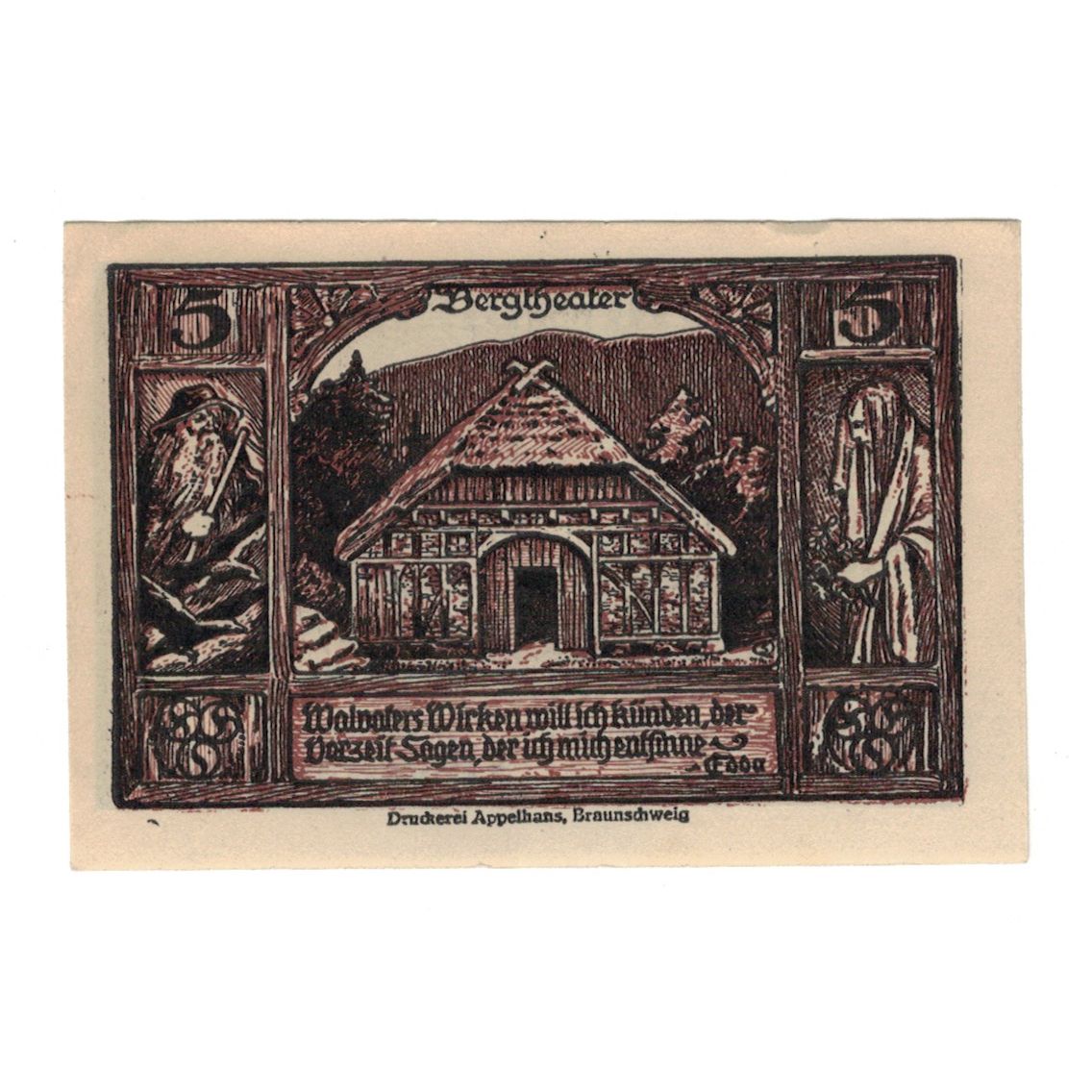 Banknote, Germany, Thale a.Harz Stadt, 5 Pfennig, Batiment, 1922, 1922-12-31