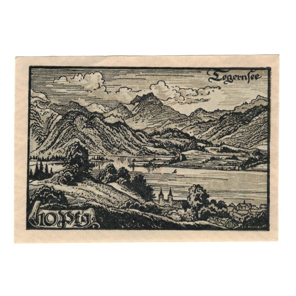 Banknote, Germany, Tegernsee Gemeinde, 10 Pfennig, paysage, 1921, 1921-06-01