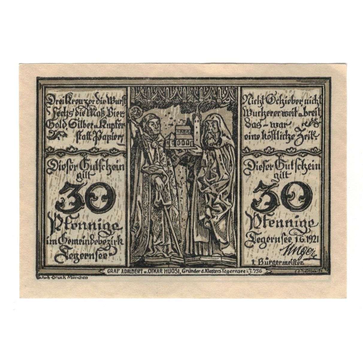 Banknote, Germany, Tegernsee Gemeinde, 30 Pfennig, paysage, 1921, 1921-06-01
