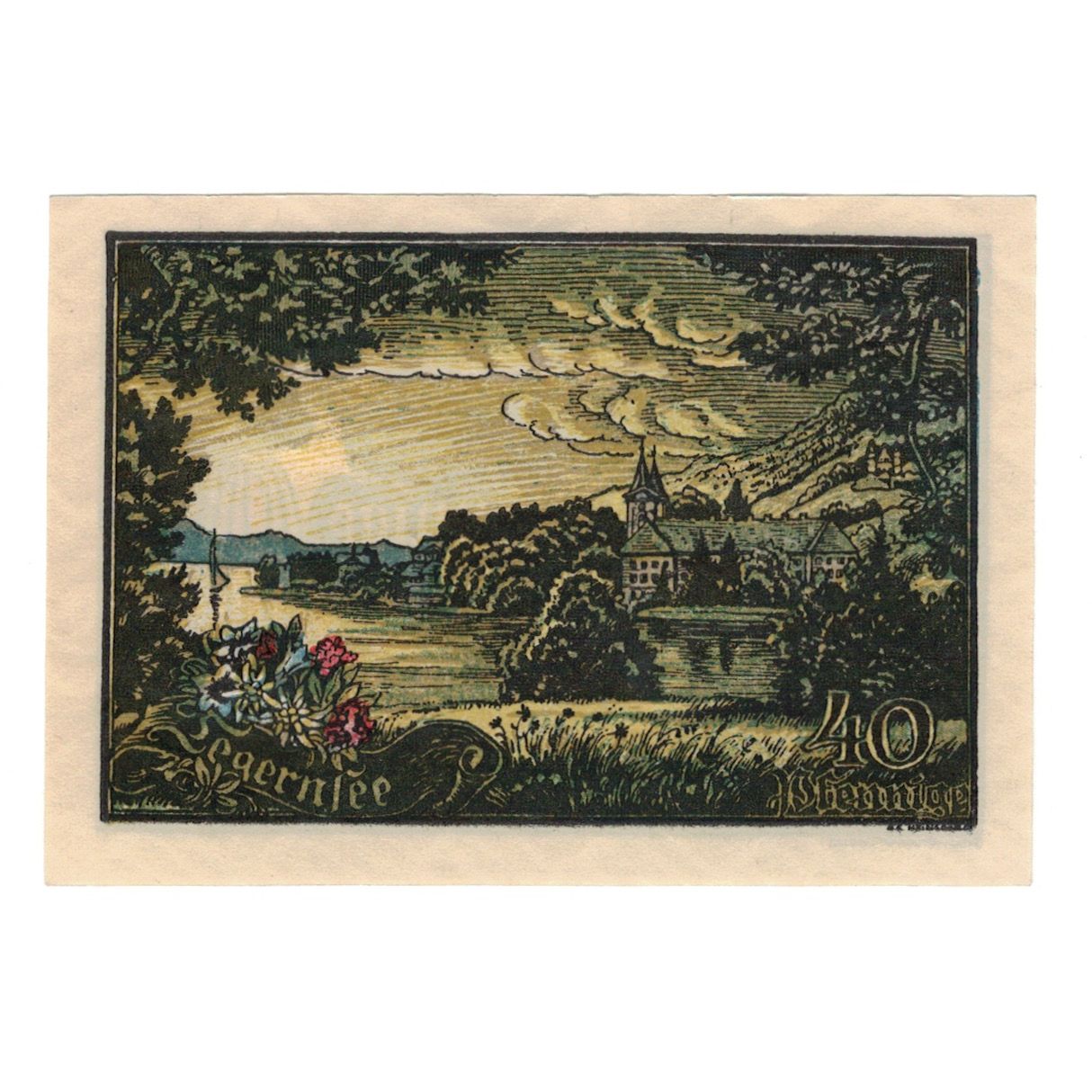 Banknote, Germany, Tegernsee Gemeinde, 40 Pfennig, paysage, 1921, 1921-06-01