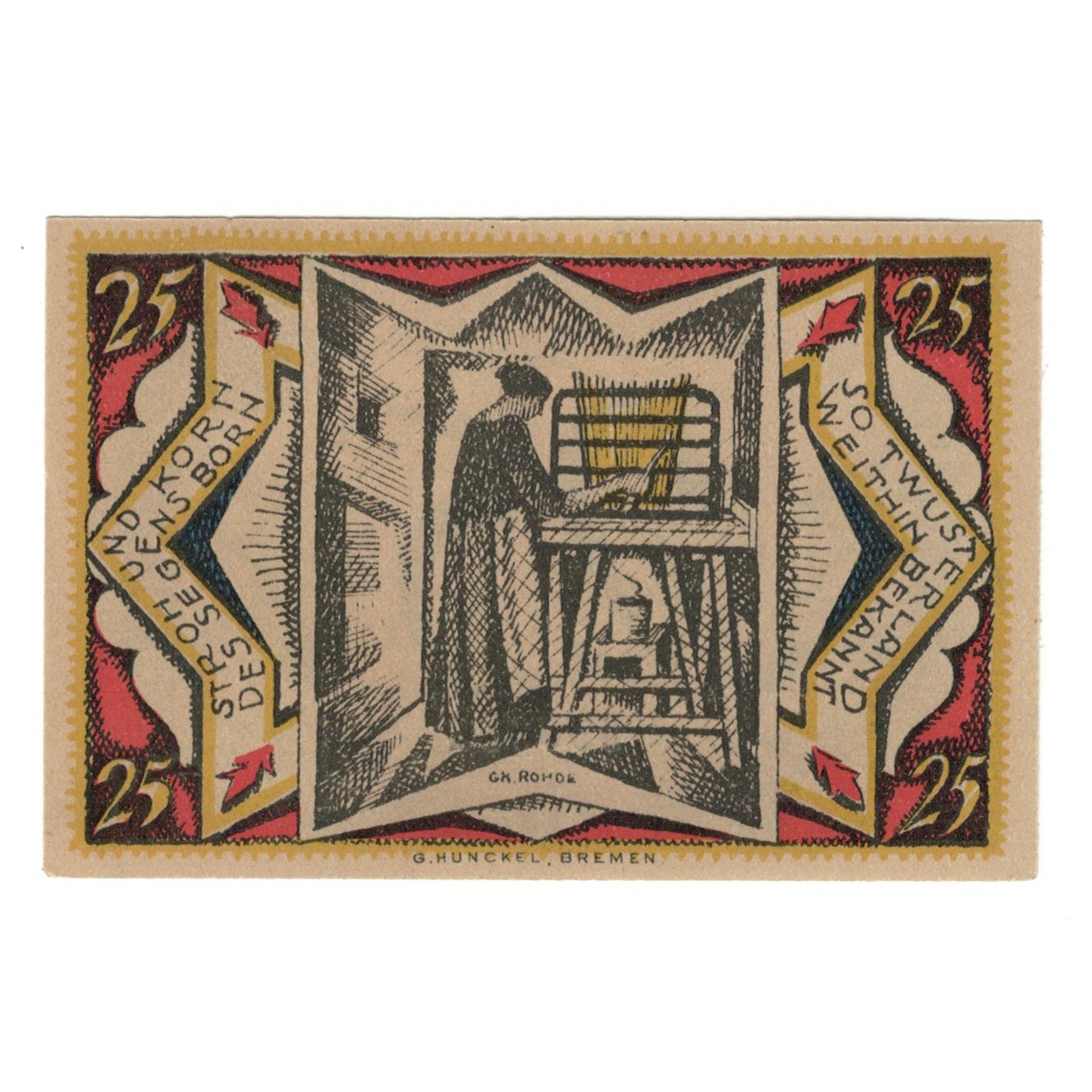 Banknote, Germany, Twistringen Sparkasse, 25 Pfennig, personnage, 1921