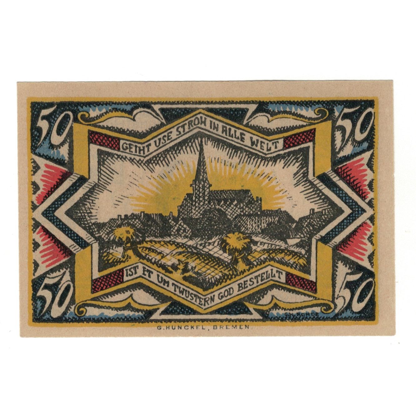 Banconote, Germania, Twistringen Sparkasse, 50 Pfennig, paysage, 1921