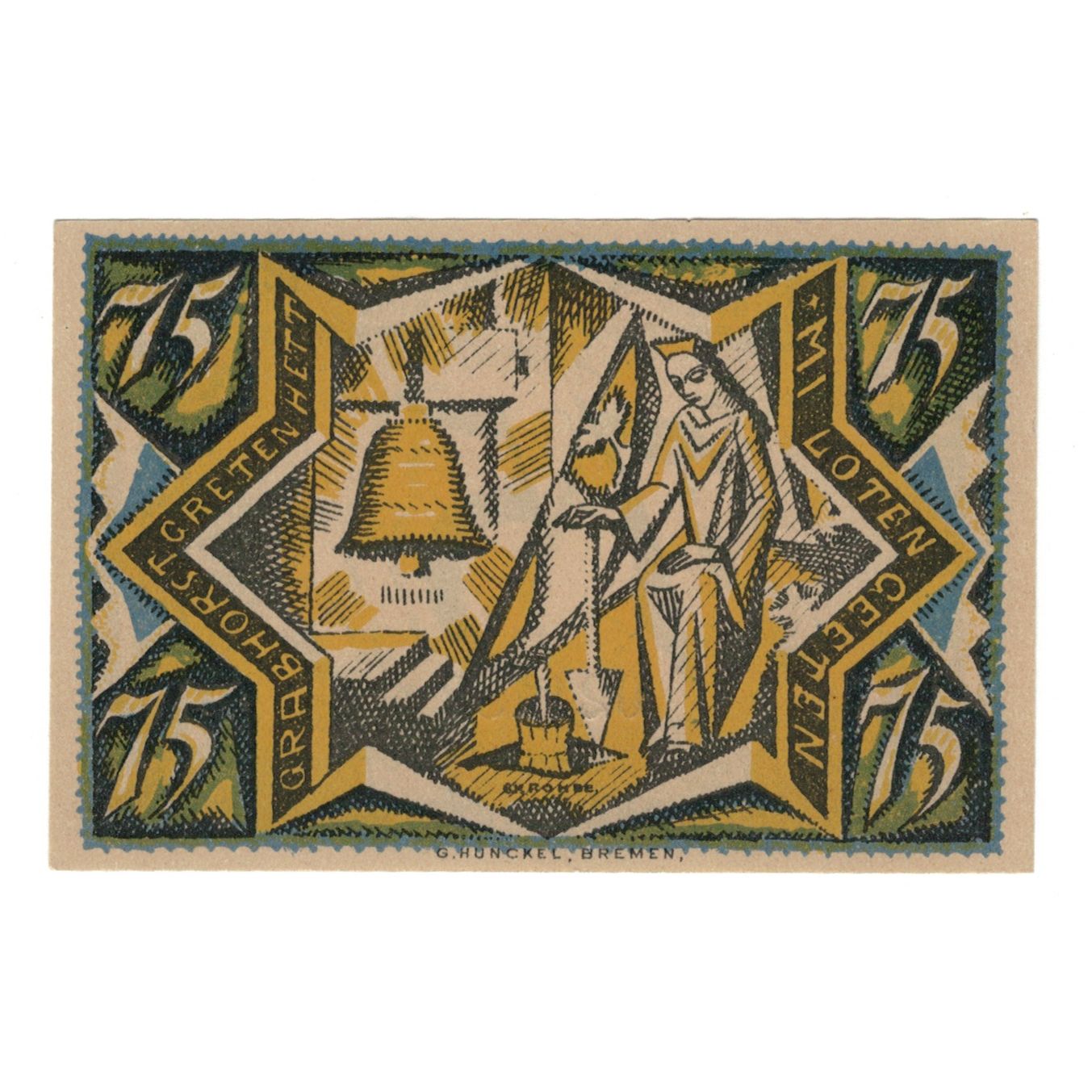 Banknote, Germany, Twistringen Sparkasse, 75 Pfennig, personnage, 1921