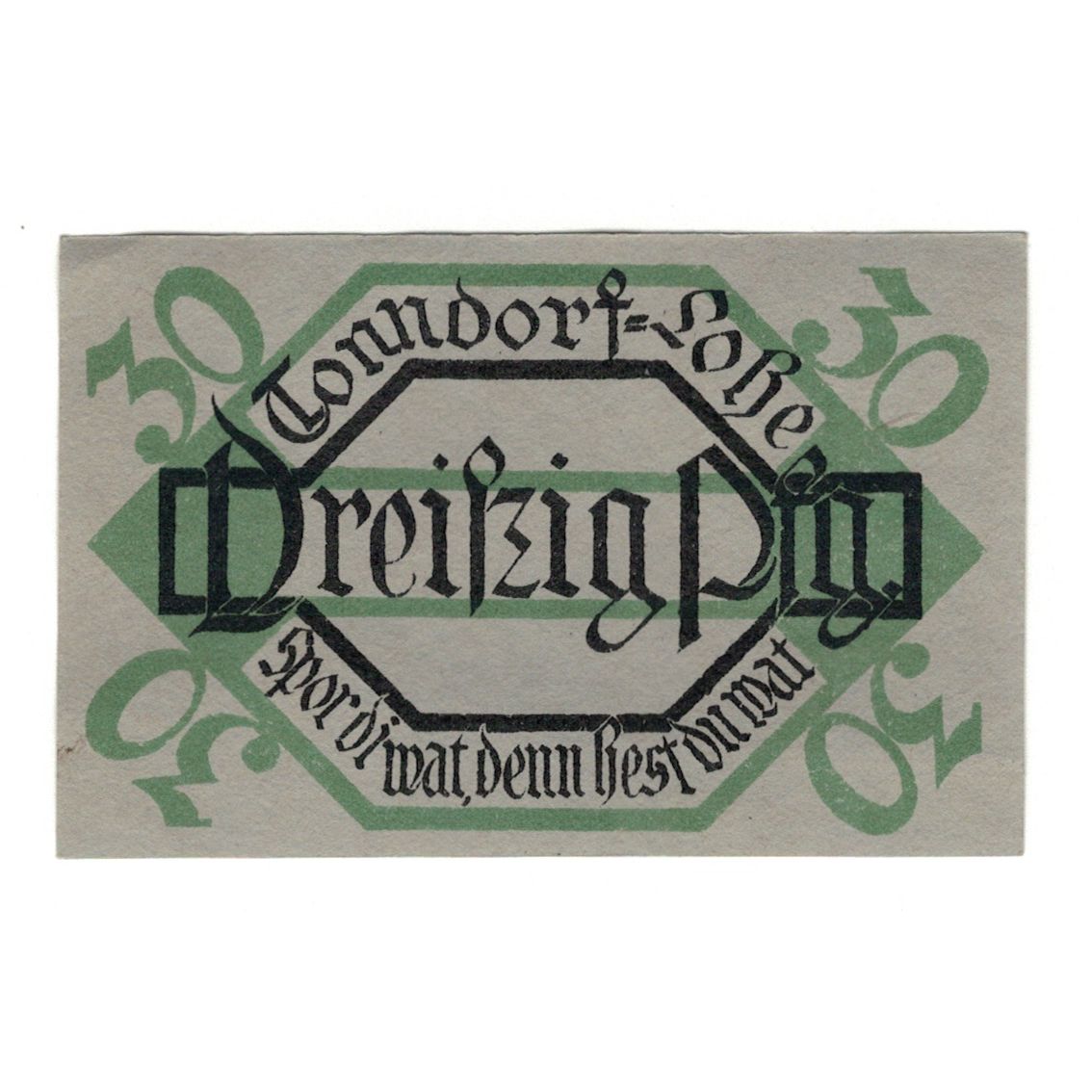 Banknote, Germany, Tonndorf Lohe Gemeinde, 30 Pfennig, valeur faciale, 1921