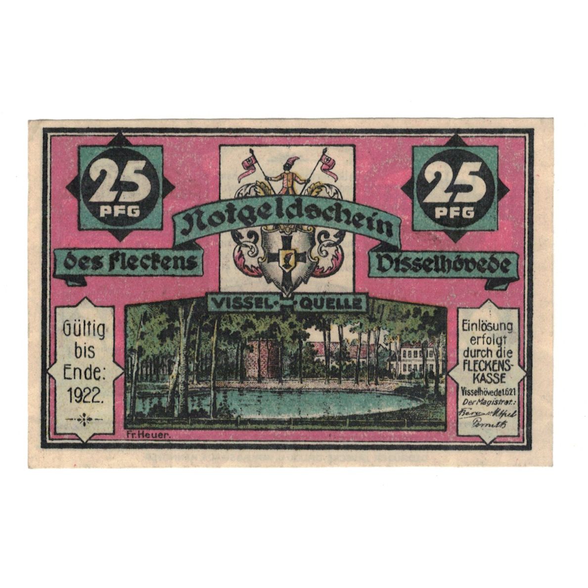 Banknote, Germany, Visselhövede Flecken, 25 Pfennig, cochon, 1922, 1922-12-31