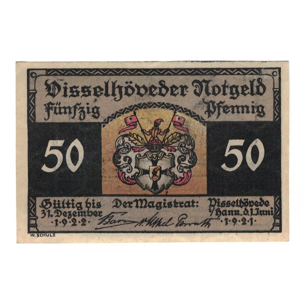 Banconote, Germania, Visselhövede Flecken, 50 Pfennig, batiment 1, 1922