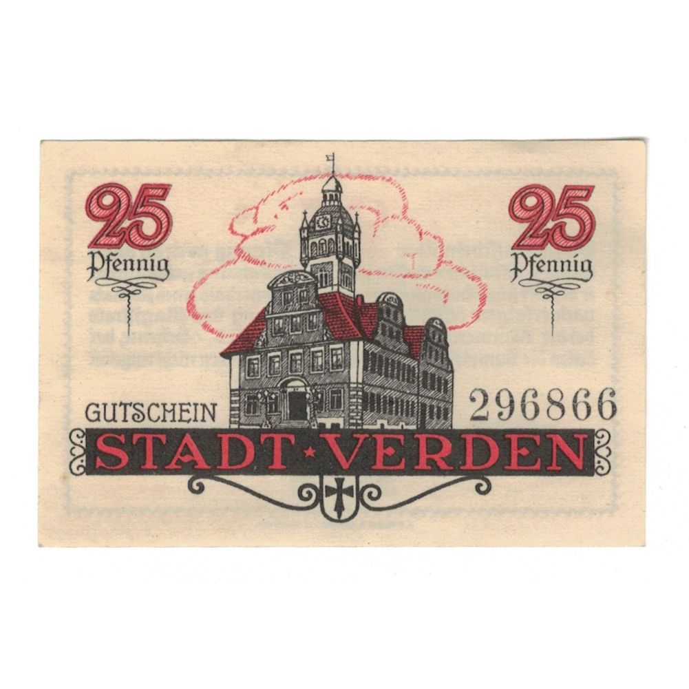 Banknote, Germany, Verden a. Aller Stadt, 25 Pfennig, Texte, 1920, 1920-06-01