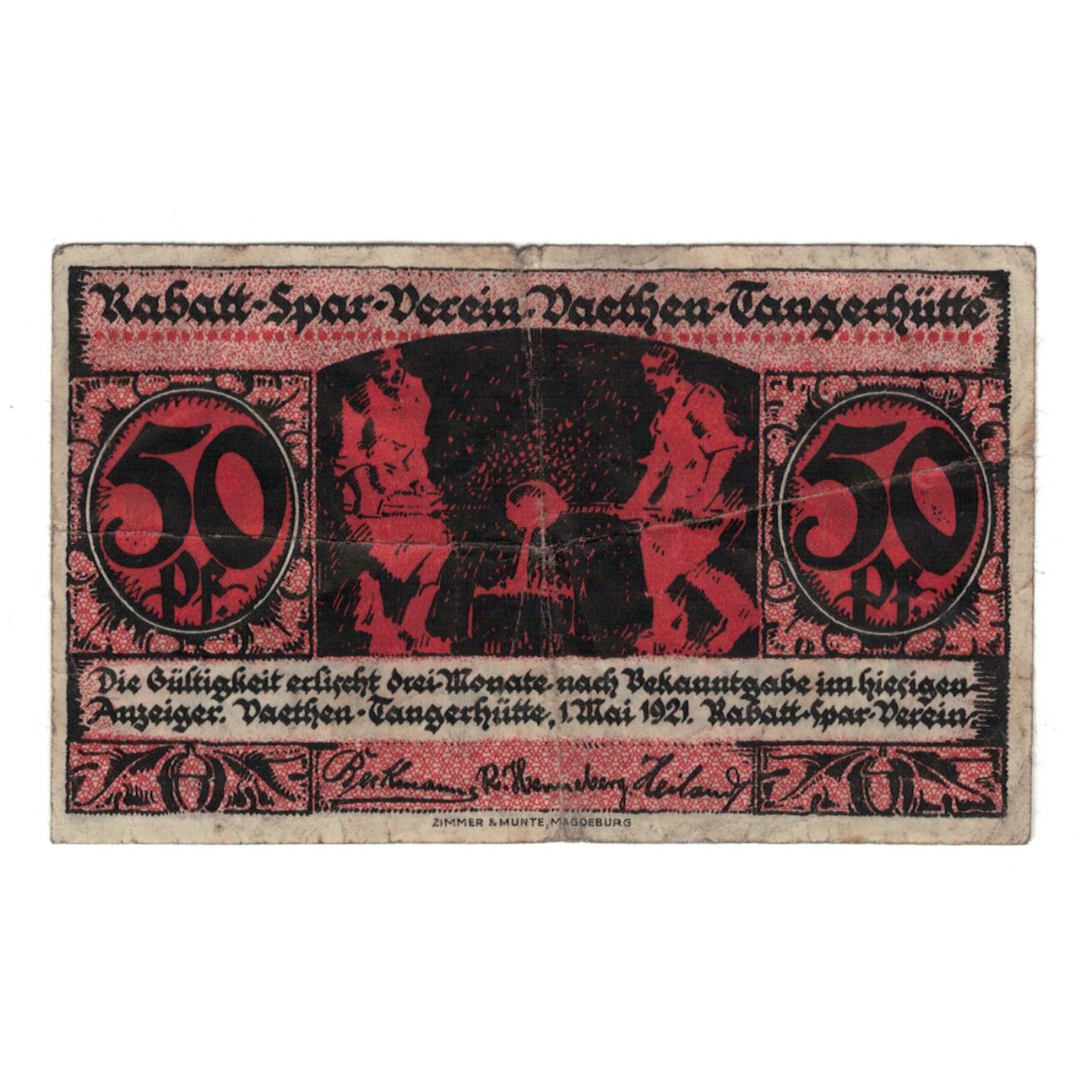 Banknote, Germany, Vaethen Tangerhütte Rabatt Spar Verein, 50 Pfennig