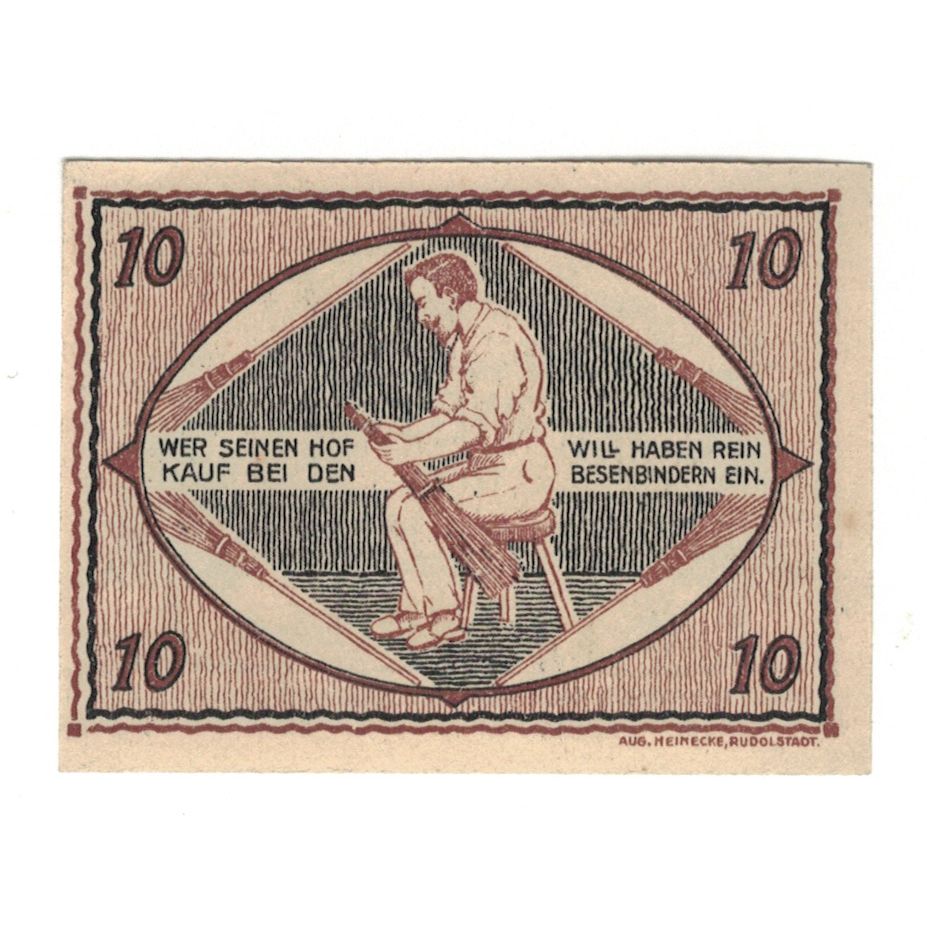 Banknote, Germany, Unterweißbach Gemeinde, 10 Pfennig, personnage, 1921