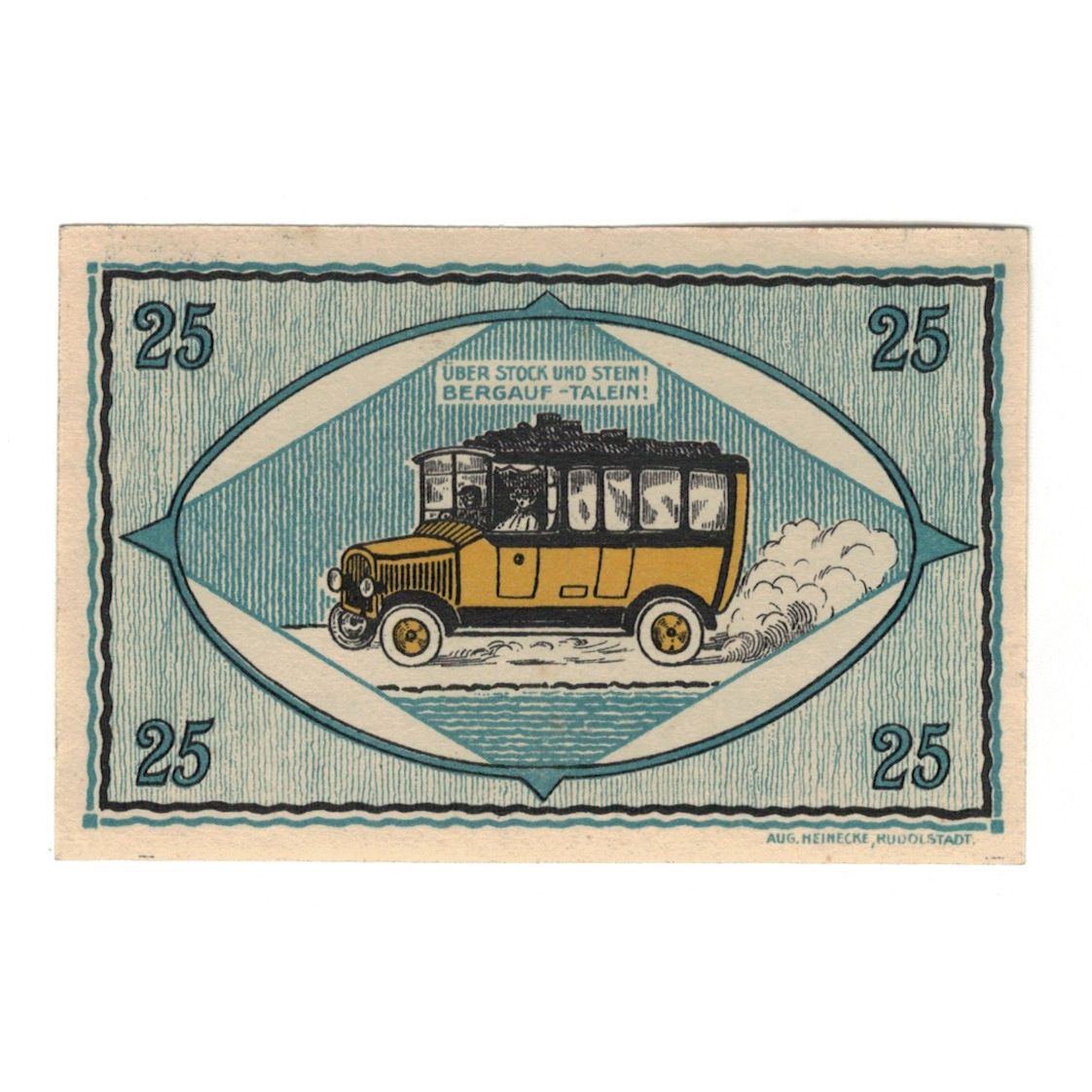 Banknote, Germany, Unterweißbach Gemeinde, 25 Pfennig, Véhicule, 1921