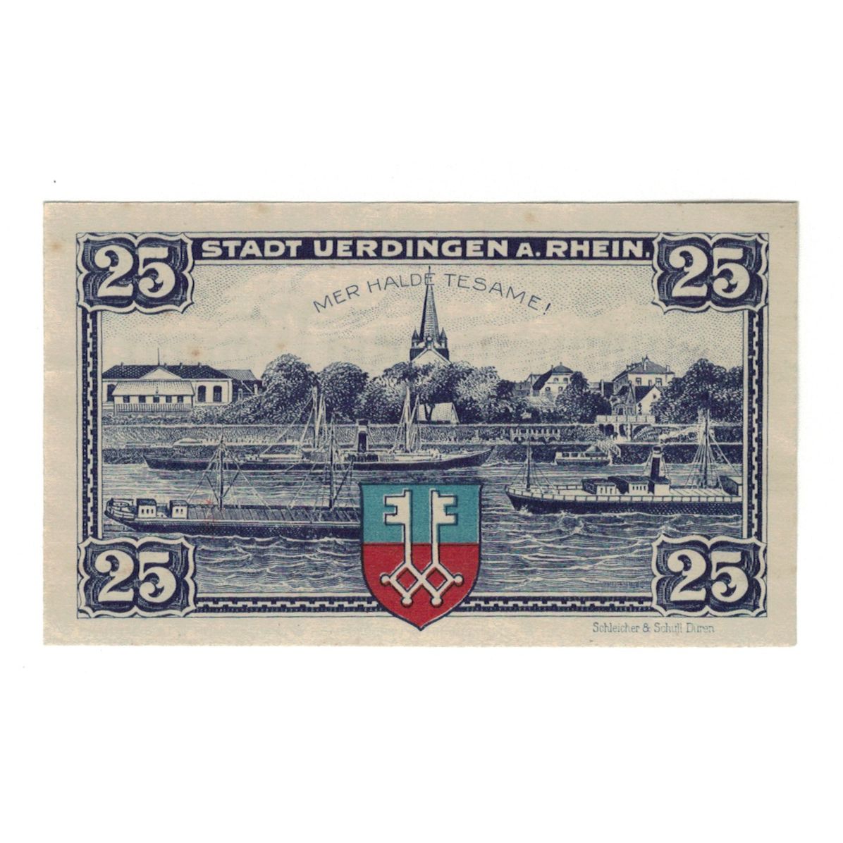 Banknote, Germany, Uerdingen Stadt, 25 Pfennig, Bateaux, 1921, 1921-02-20
